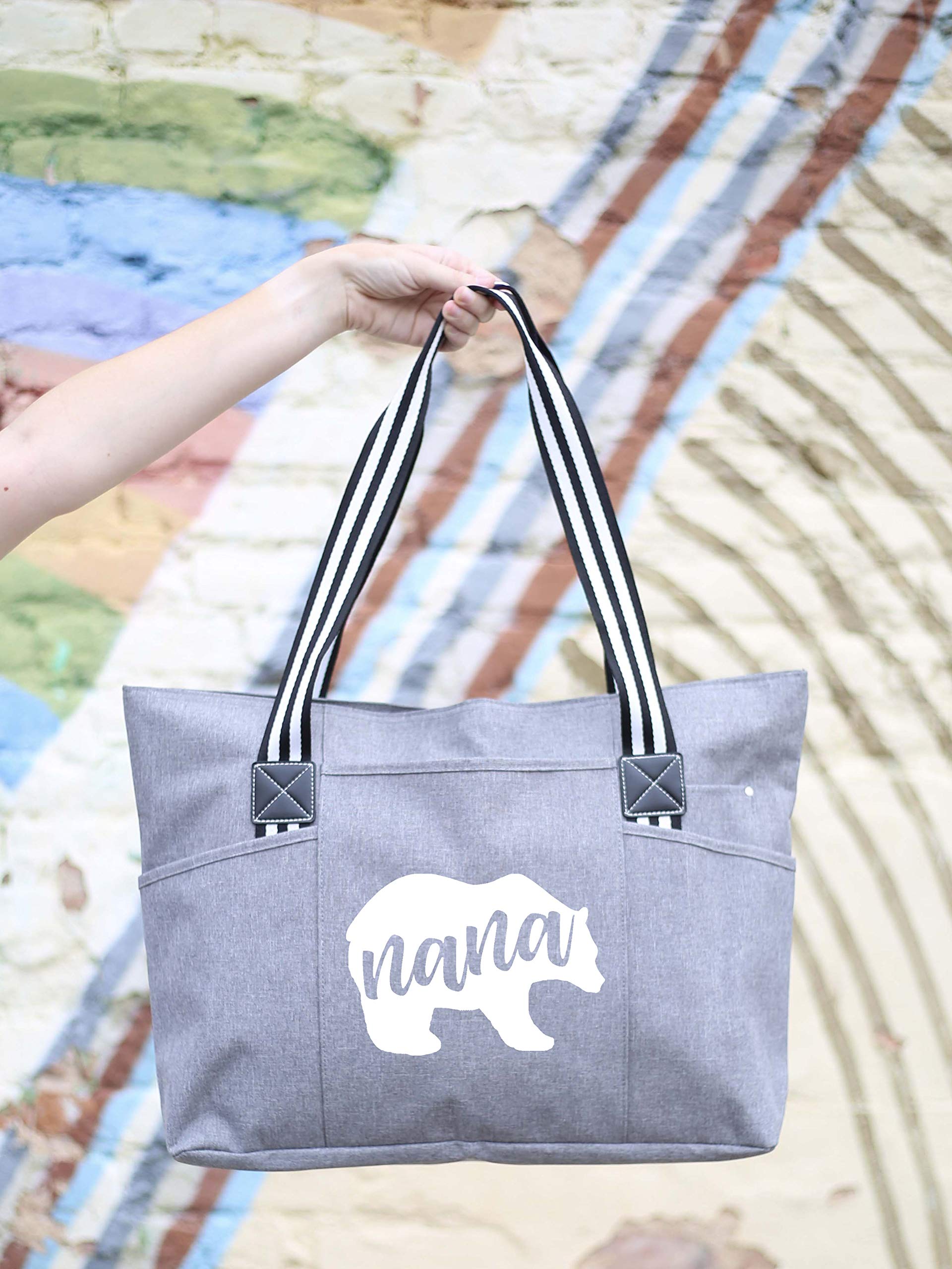 Sturdy Canvas Tote Bag for Grandma with Zipper & Pocket - Perfect for Shopping & Daily Use