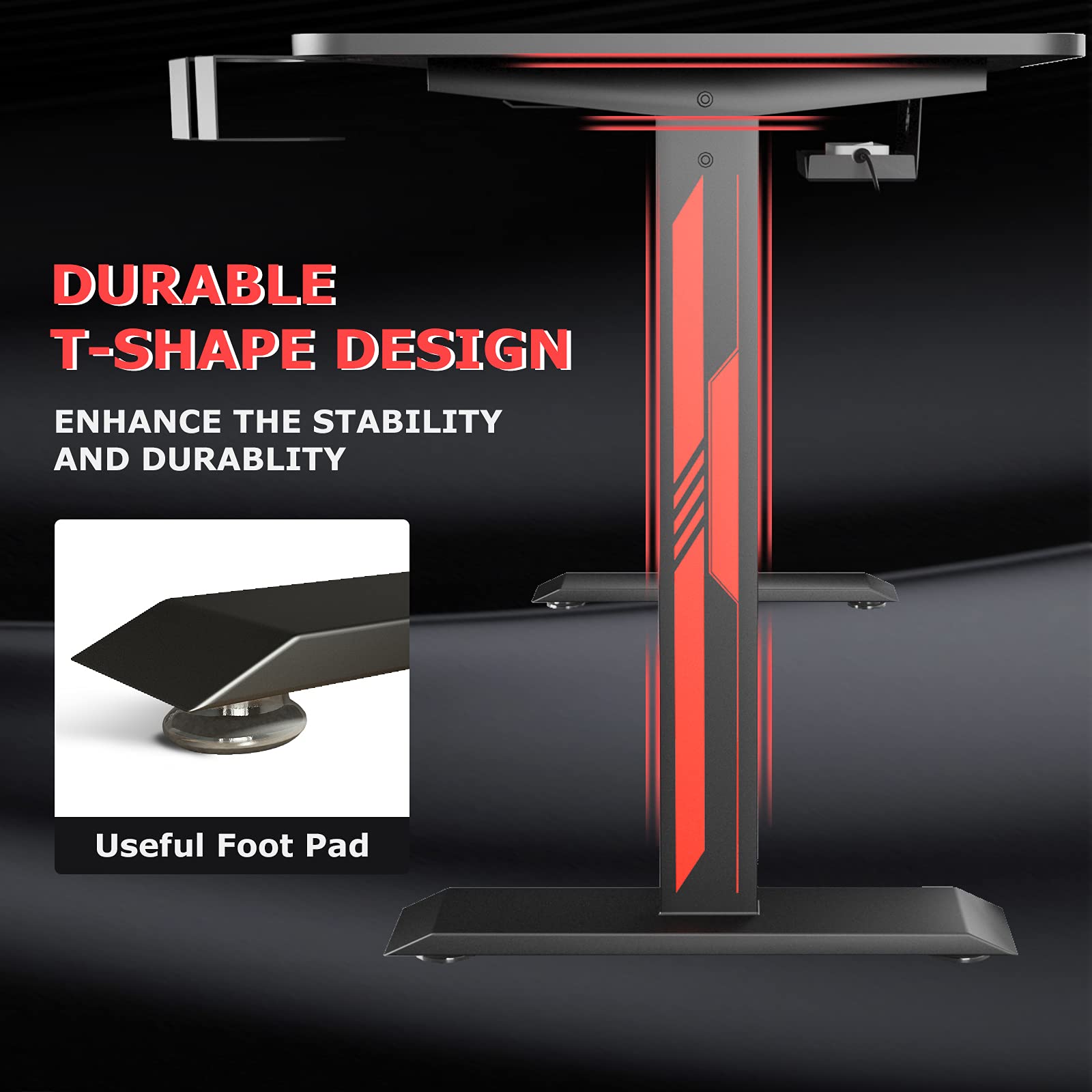 Sleepmax 63 Inch Gaming Desk - Heavy Duty Computer Table with Carbon Fiber Surface & Large Mouse Pad - Black PC Gaming Desk with Cup Holder & Headphone Hook - Perfect for Esports, Streaming & Home Office Setup