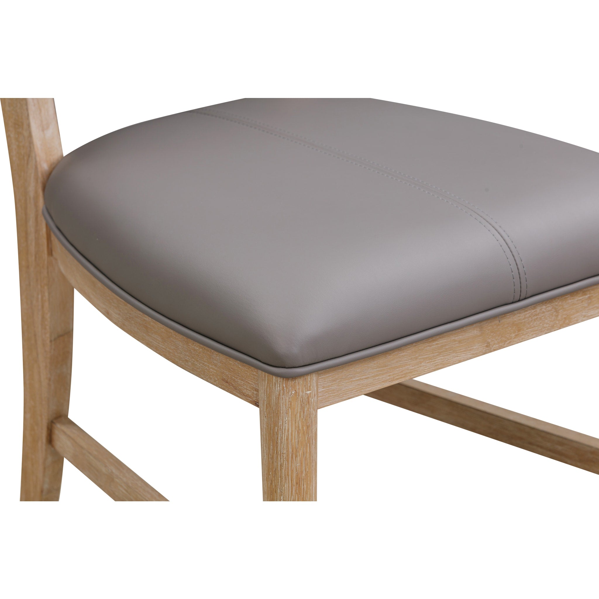 Franklin Dining Chair - Natural Wood & Gray Leather Upholstery - Elegant Modern Dining Room Furniture for Home & Restaurant Use