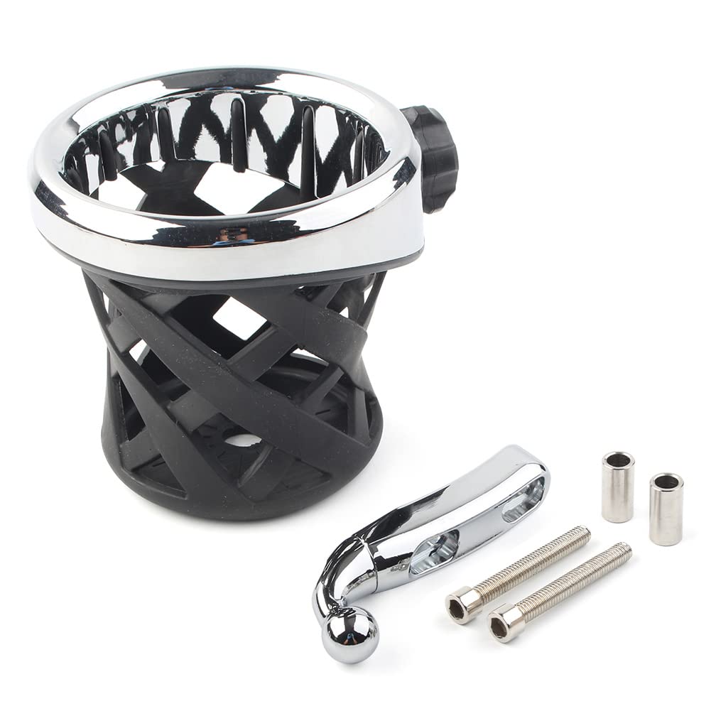 Universal Motorcycle Handlebar Cup Holder - Chrome Drink Mount for Honda Goldwing GL1800/GL1800 Trike (2001-2021) & F6B (2013-2021) - Perfect for Long Rides, Road Trips & Adventure Touring