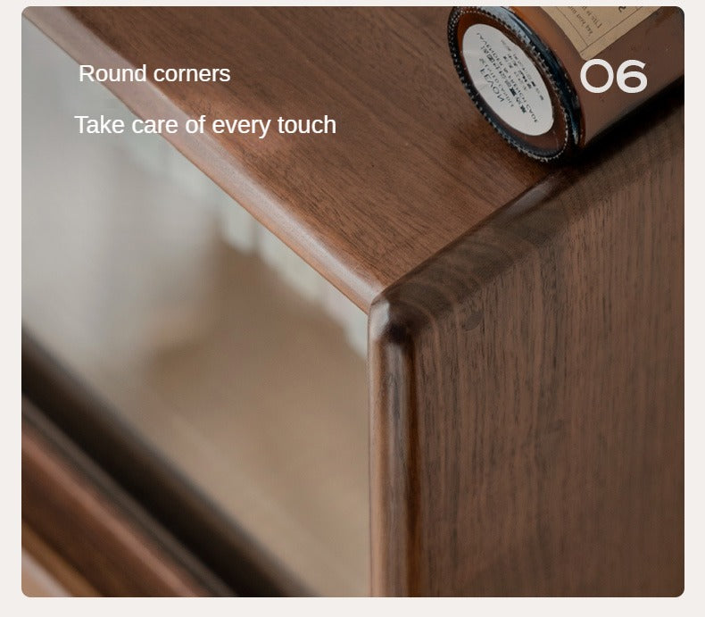 Solid Black Walnut Wood Side Cabinet with Flip Door - Perfect for Living Room, Bedroom & Home Office Storage