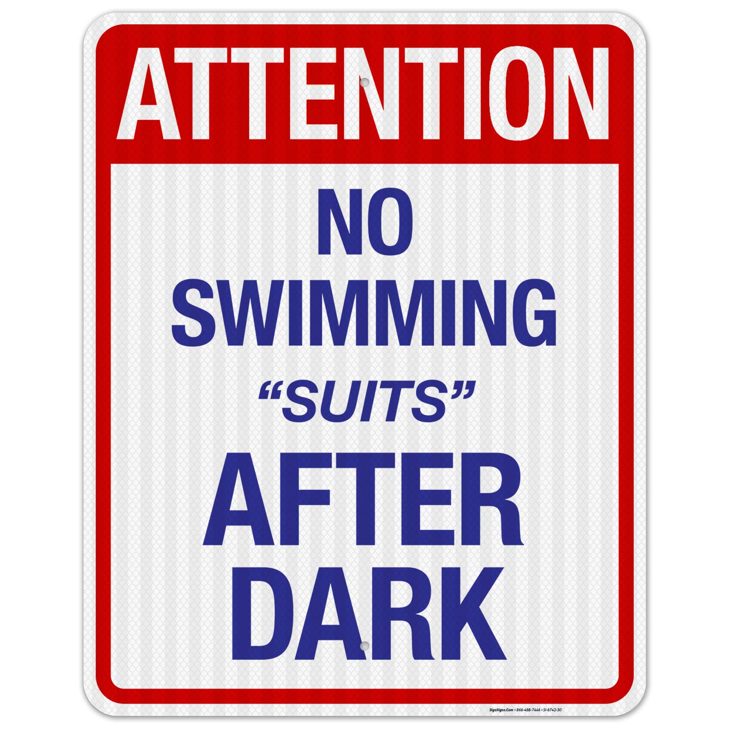 No Swimming After Dark Sign - 24x30 Inches Reflective Aluminum Pool Safety Sign, Fade Resistant & Weatherproof, Made in USA - Perfect for Backyard Pools, Community Pools & Water Parks