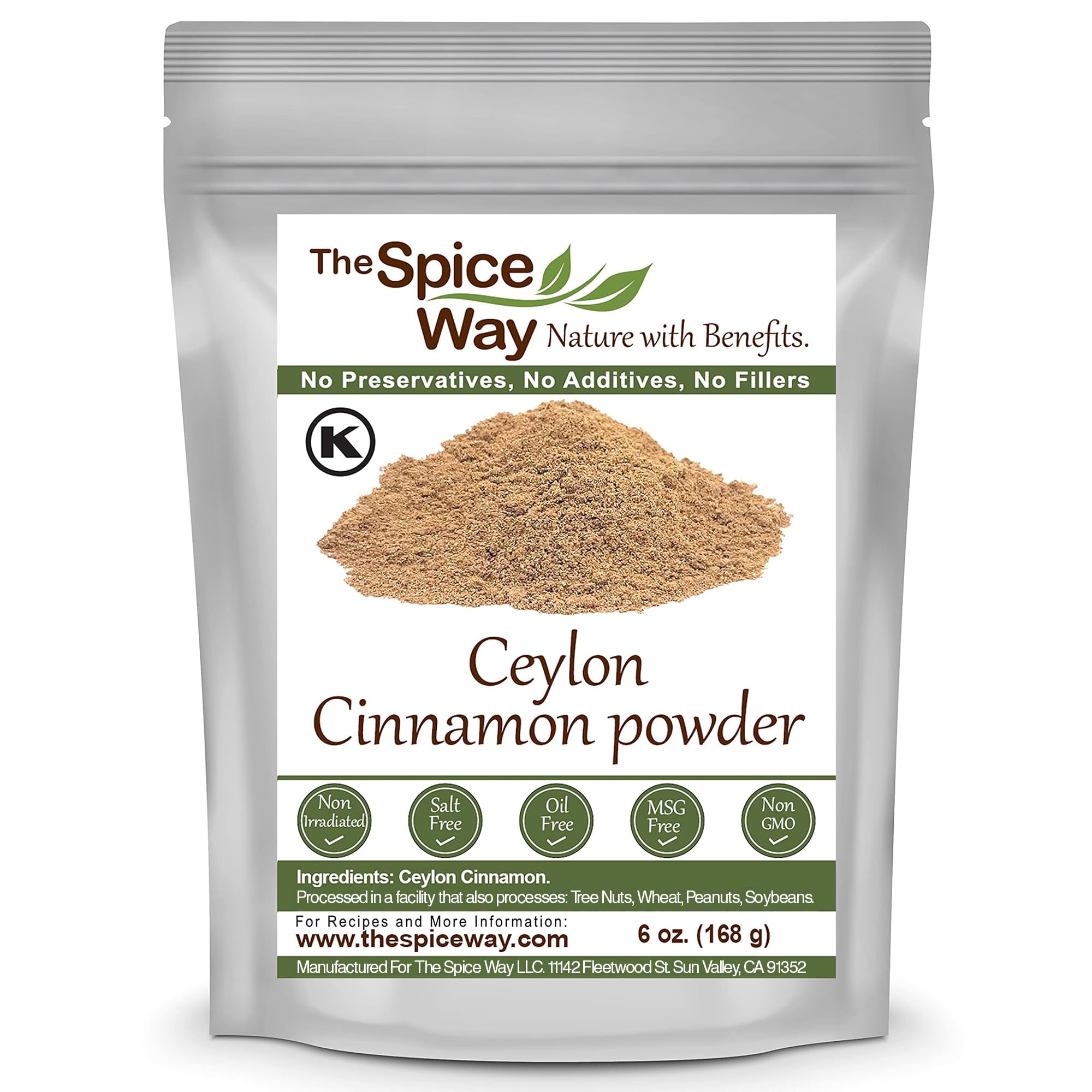 Organic Ceylon Cinnamon Powder - 6 oz | Pure Sri Lankan True Cinnamon | Perfect for Baking, Tea, Smoothies & Healthy Recipes | Gluten-Free & Non-GMO