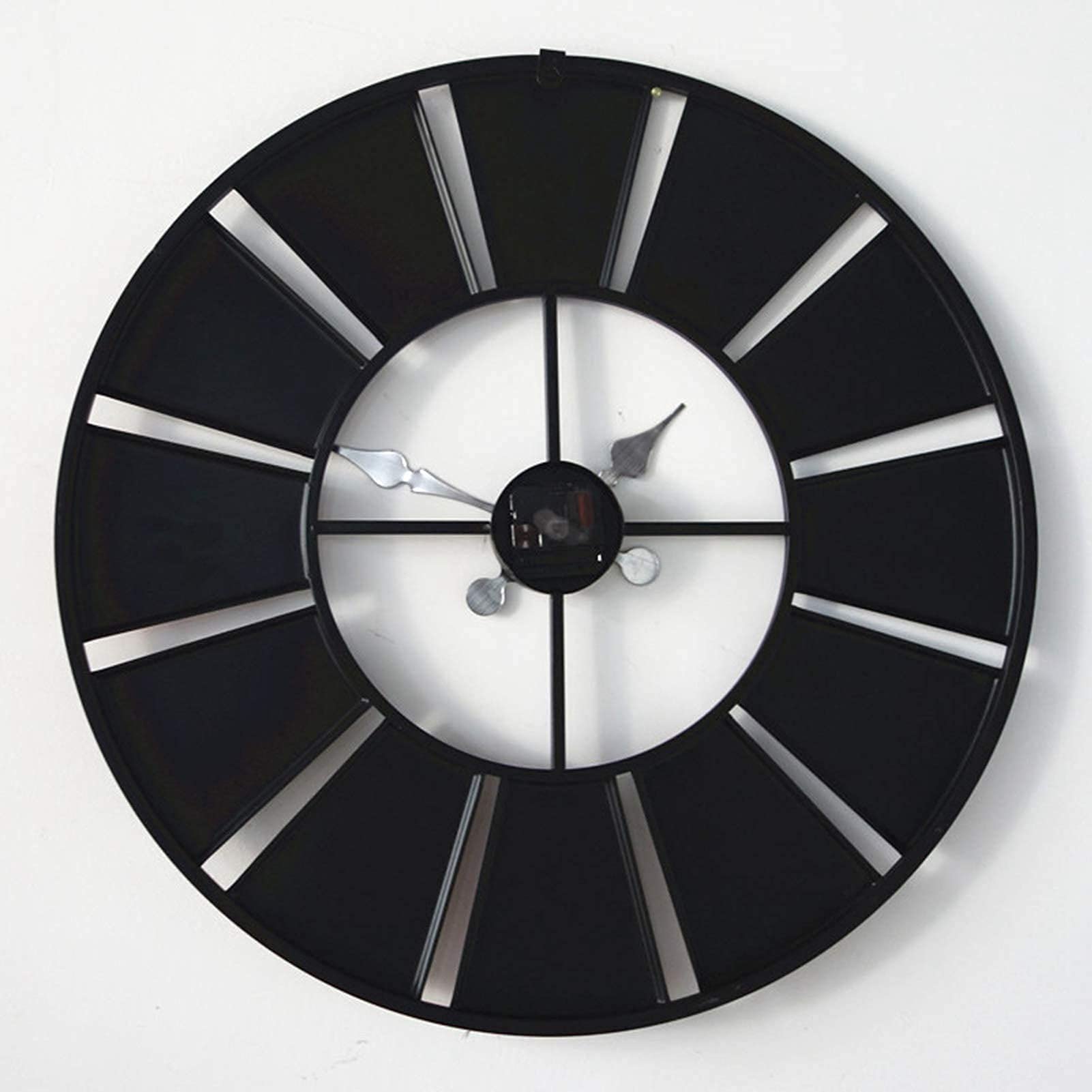 23 Inch Large Round Antique Garden Clock - Open Face Wrought Iron Waterproof Outdoor Wall Clock - Silent Quartz Movement - Perfect for Patio, Backyard, Porch & Indoor Decor
