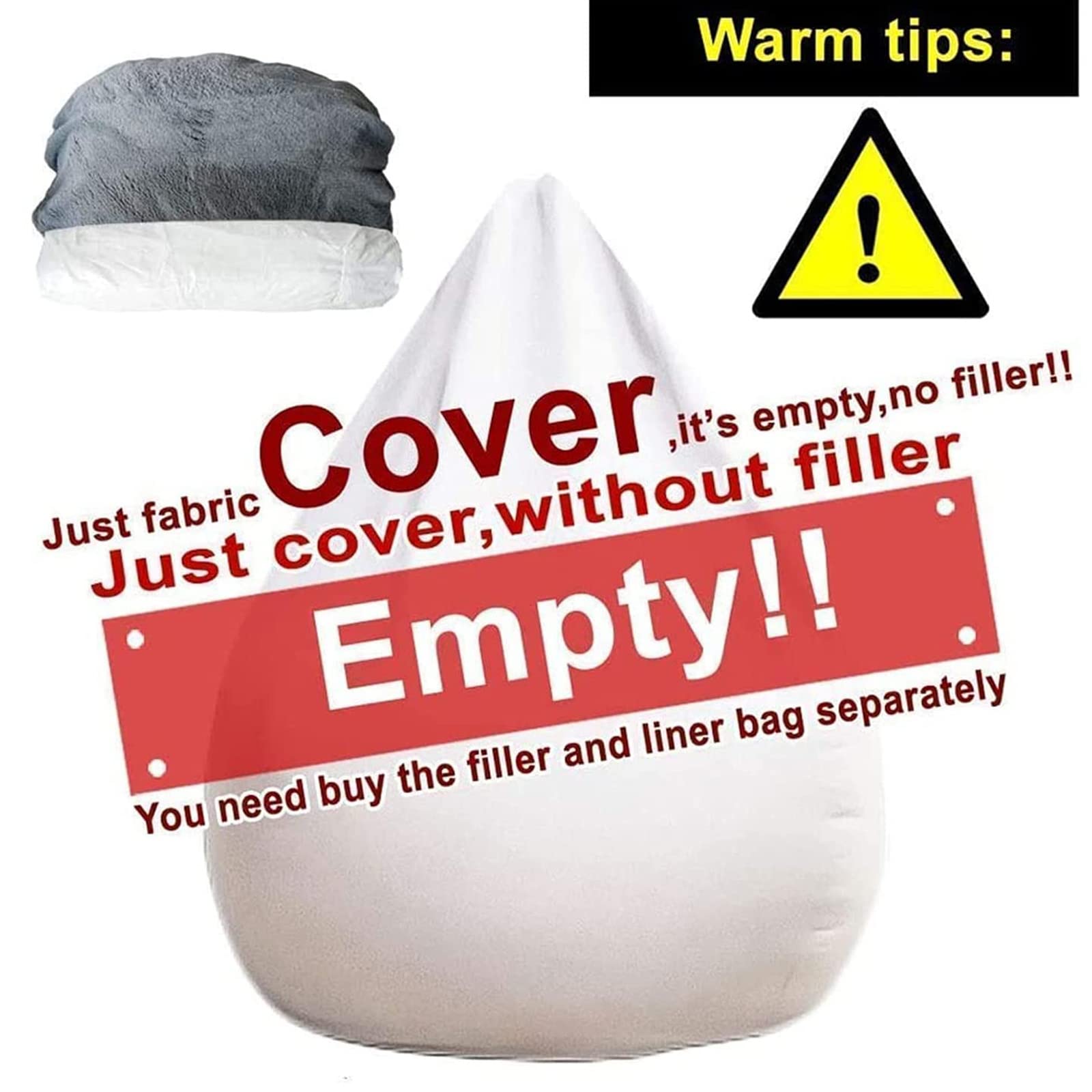 7FT Faux Fur Bean Bag Chair Cover - Large Round Soft Fluffy Portable Lounger for Dorm, Living Room & Family Room - No Filler Lazy Sofa Furniture Cover for Relaxing, Gaming & Movie Nights
