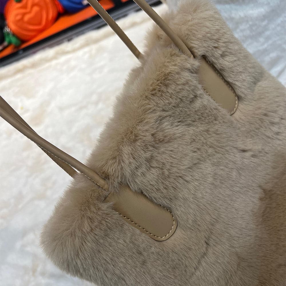 AG Collective Faux Fur Tote Bag for Women - Stylish Underarm & Shoulder Purse - Perfect for Work, Travel and Everyday Use