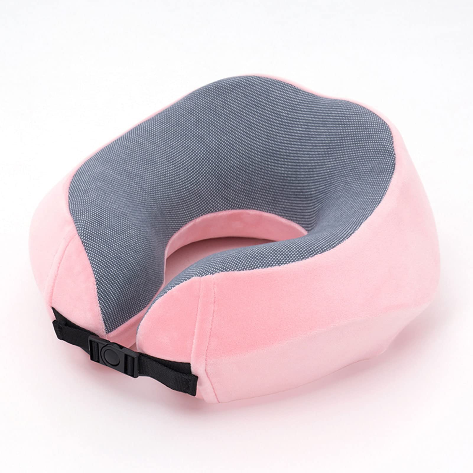 Memory Foam Travel Neck Pillow for Airplane, Car & Home - Soft U-Shaped Ergonomic Support with Adjustable Buckle & Removable Washable Cover (Pink, 27x27x13cm) - Perfect for Long Flights, Road Trips & Office Naps