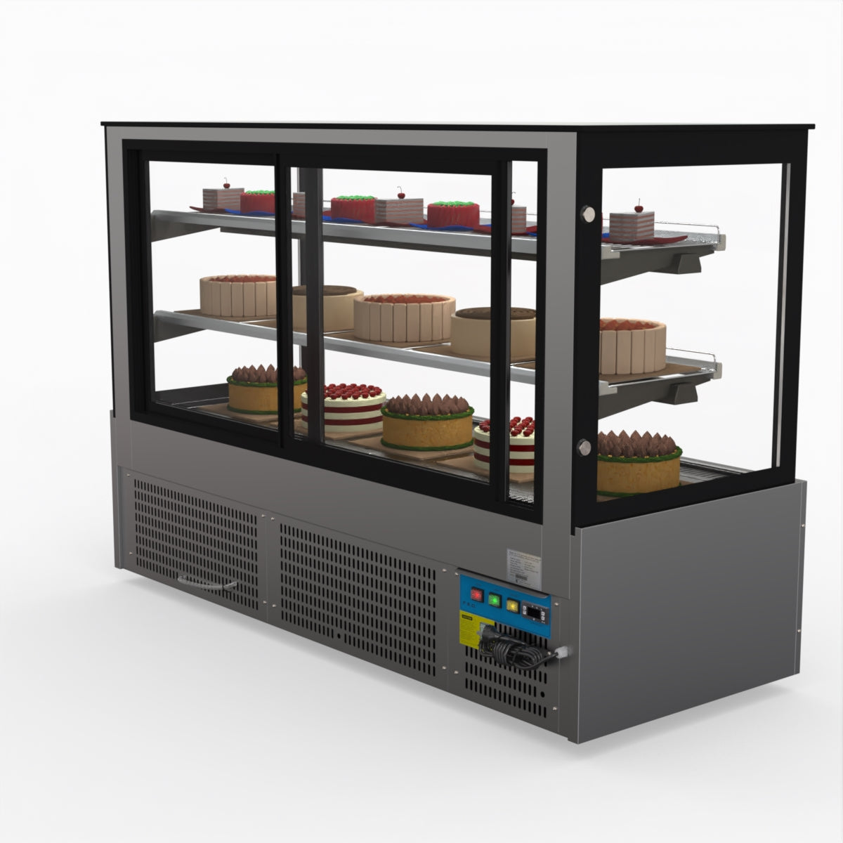 Bonvue SG180FA Commercial Refrigerated Display Case - Dual Glass Door Merchandiser for Deli, Bakery & Grocery - Perfect for Supermarkets, Convenience Stores & Cafes