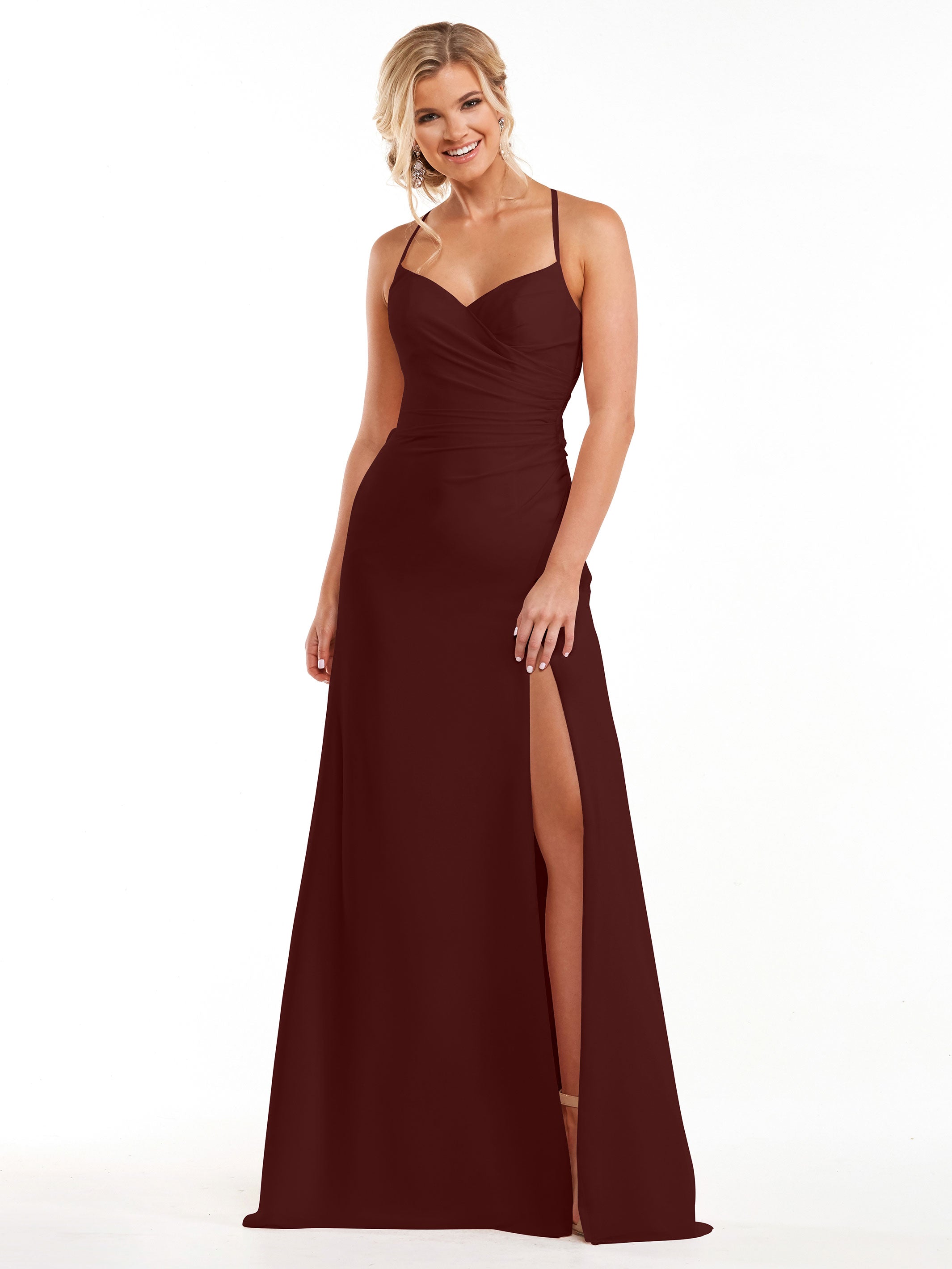Elegant A-Line Chiffon Bridesmaid Dress with High Slit - Perfect for Weddings, Formal Events & Evening Parties