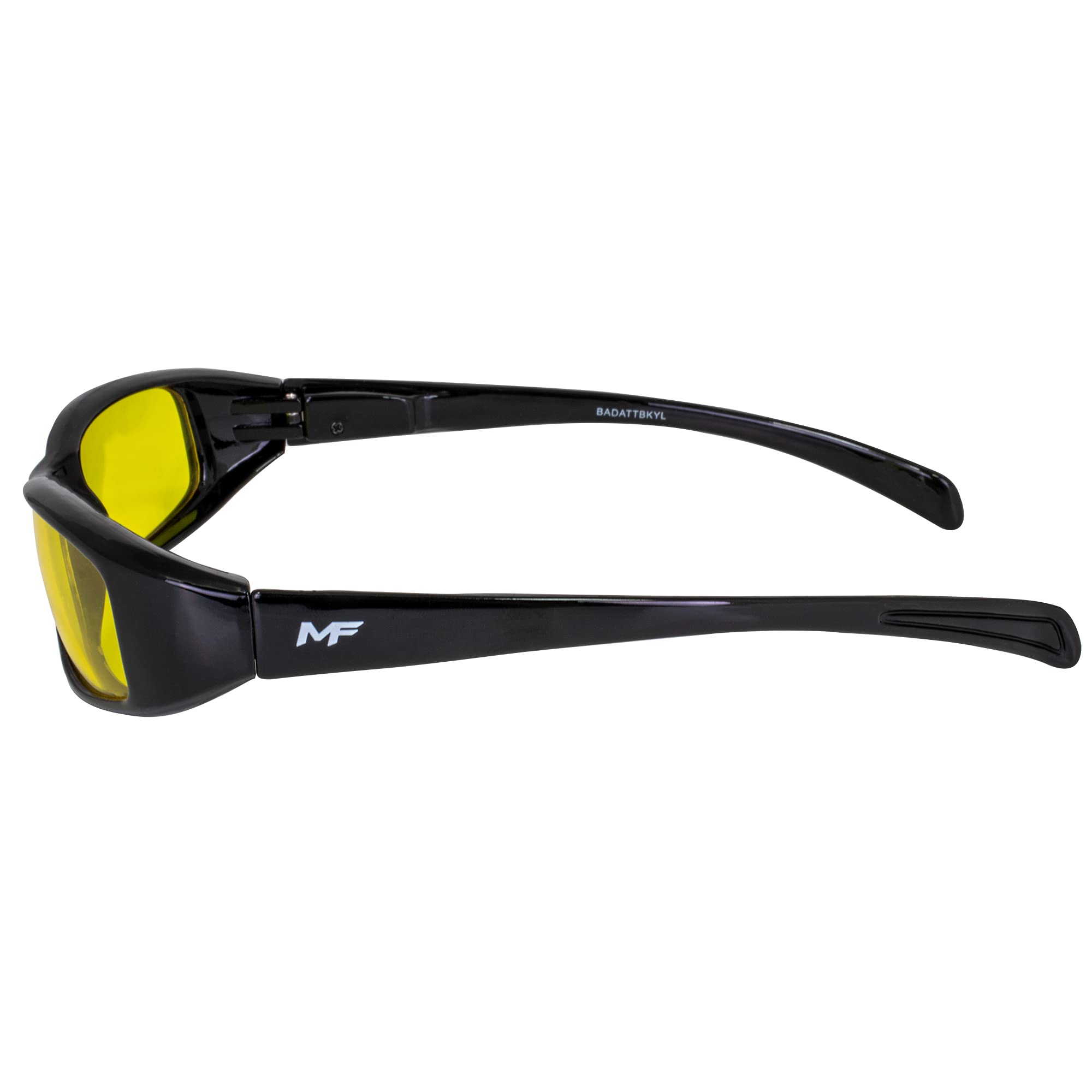 3 Pairs MF Eyewear Bad Attitude Motorcycle Glasses - Shatterproof Polycarbonate, UV400 Protection, Scratch-Resistant with Black Frame & Orange/Red/Yellow Lenses - Perfect for Motorcycle Riding, Cycling & Outdoor Sports