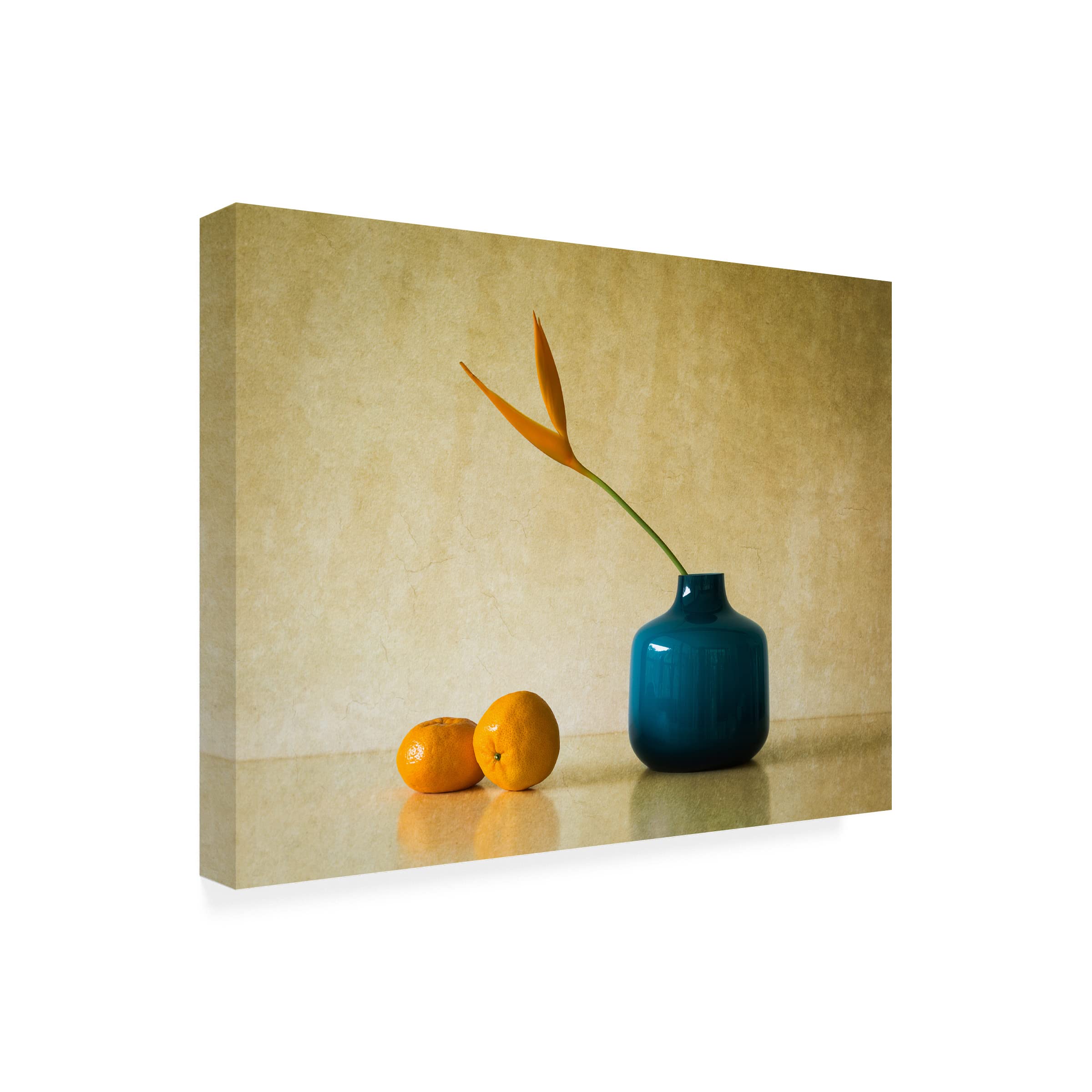 Jacqueline Hammer 'Heliconia And Mandarins' Canvas Wall Art Print - Tropical Floral & Fruit Painting for Living Room, Bedroom & Office Decor