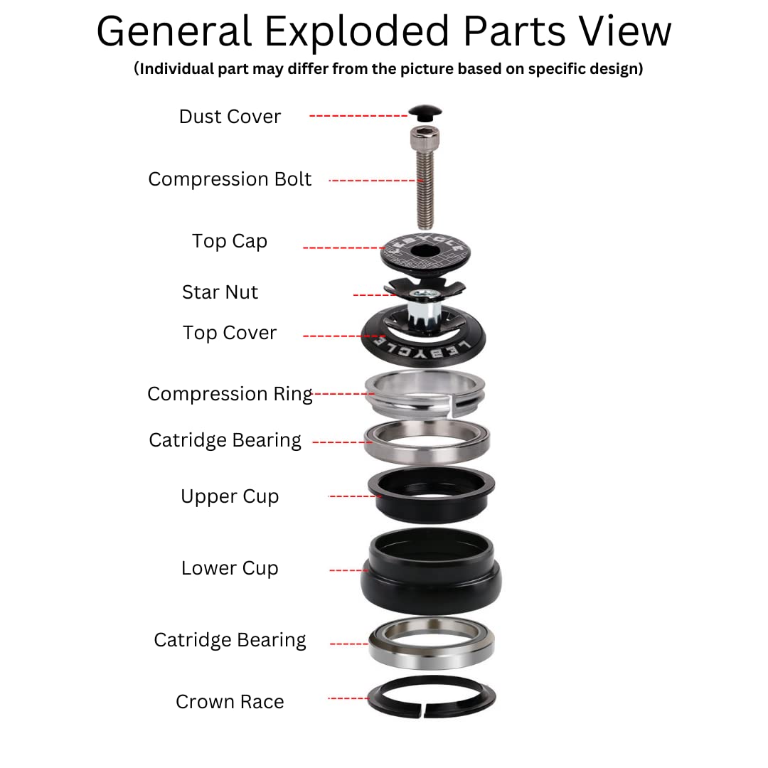 44/44mm Bike Headset - ZS44 Zero Stack with Sealed Bearings for 1 1/8