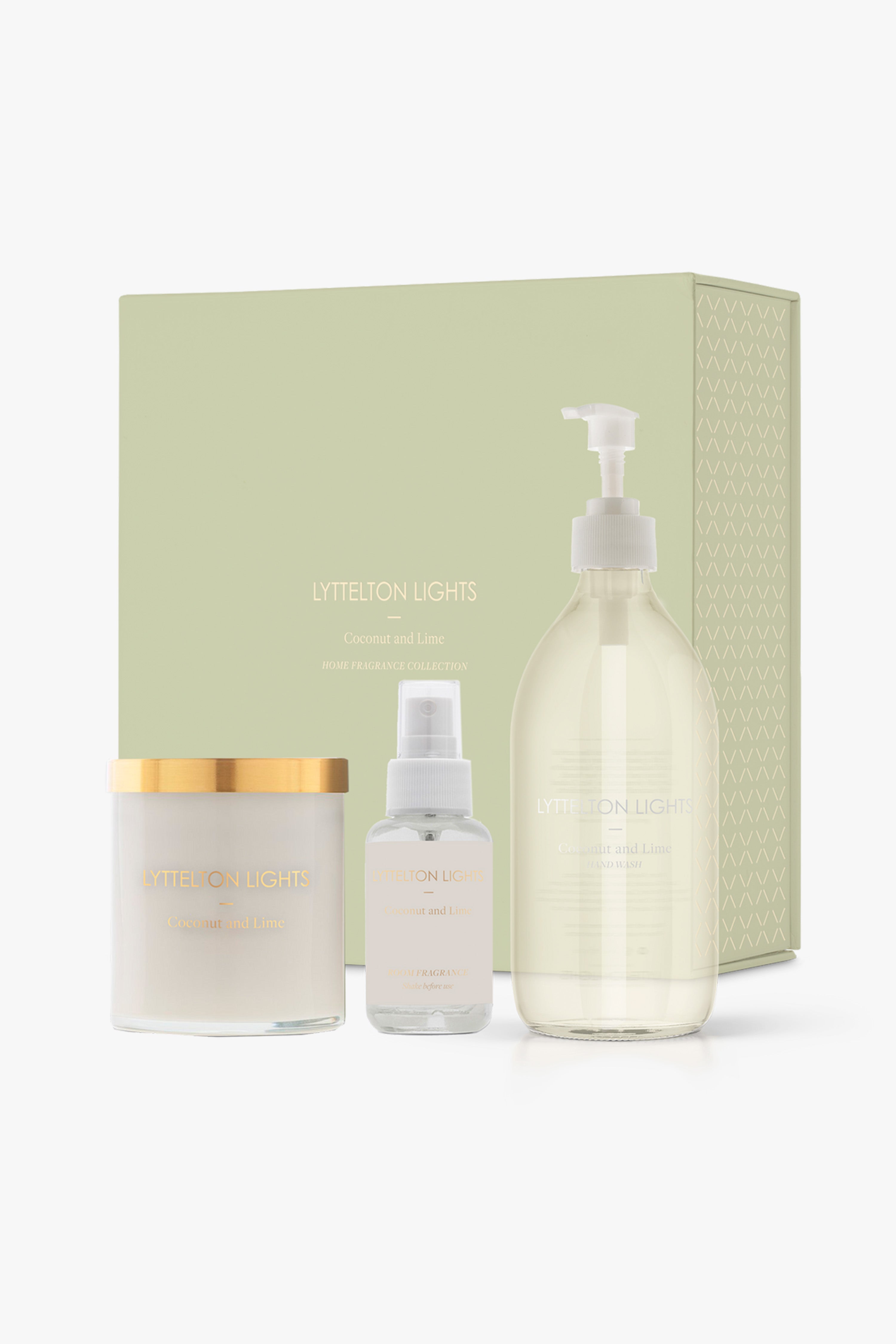 Organic Coconut & Lime Scented Home Collection Gift Set - Aromatherapy Candles, Soaps & Diffusers for Relaxation & Spa Day at Home