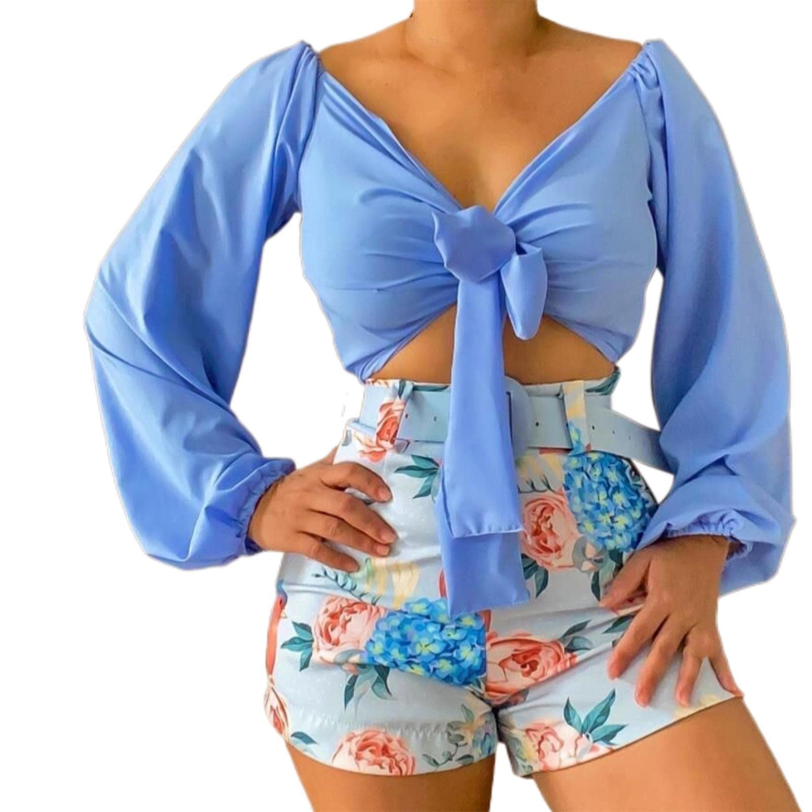 Rvidbe Women's Summer Pajama Sets - Sexy 2 Piece Outfits with Sleeveless Shirt & Shorts | 2023 Trendy Sleepwear for Lounge, Vacation & Home Comfort