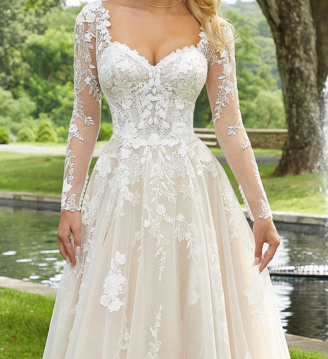 Elegant Lace Applique Wedding Dresses for Bride 2023 | Long Boho Beach Bridal Gowns | MA35 | Perfect for Beach Weddings, Outdoor Ceremonies & Boho-Chic Bridal Style