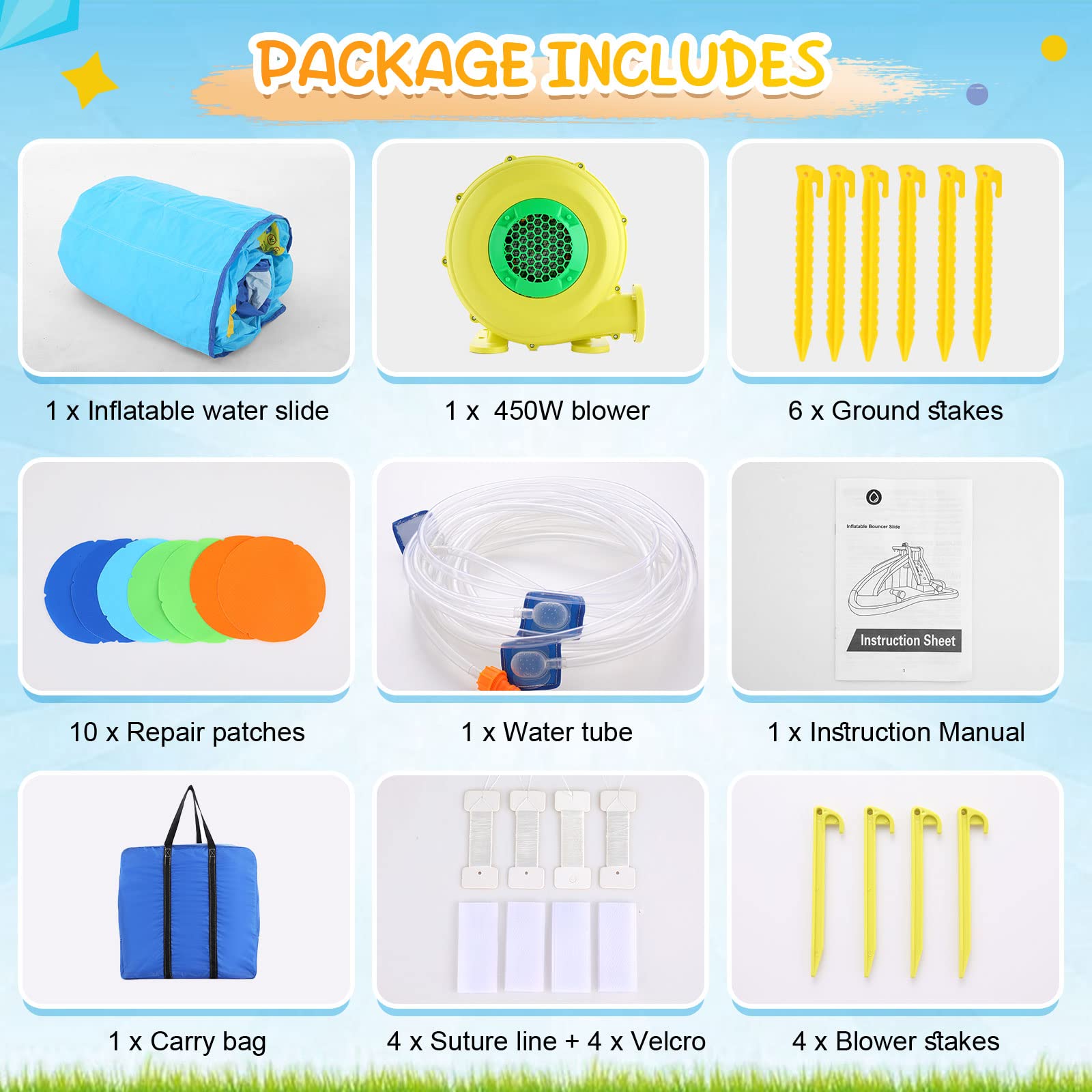 Inflatable Water Slide for Kids with 450W Blower - 13.1 x 11.5 x 7.4FT Crocodile Water Park with Climbing Wall, Splash Pool, 2 Water Cannons & Basketball Hoop - Outdoor Backyard Summer Fun for Parties, Birthdays & Family Gatherings