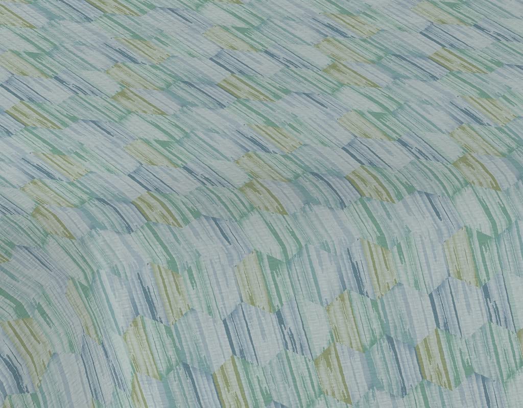Premium Italian Piqué Cotton Summer Bedspread [220 x 280 cm] - Lightweight Spring Blanket for French Beds with Hexagonal Design in Green | Perfect for Guest Rooms, Vacation Homes & Summer Bedding