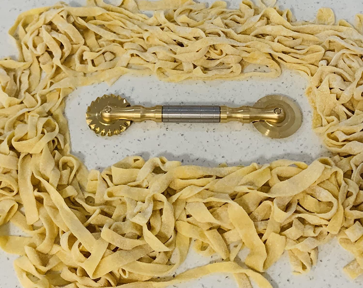 Italian Pasta and Pastry Cutter Set - Stainless Steel Handle with Brass Ridged & Smooth Wheels - Perfect for Homemade Pasta, Ravioli, and Pie Crusts - Ideal for Italian Cooking and Baking Enthusiasts