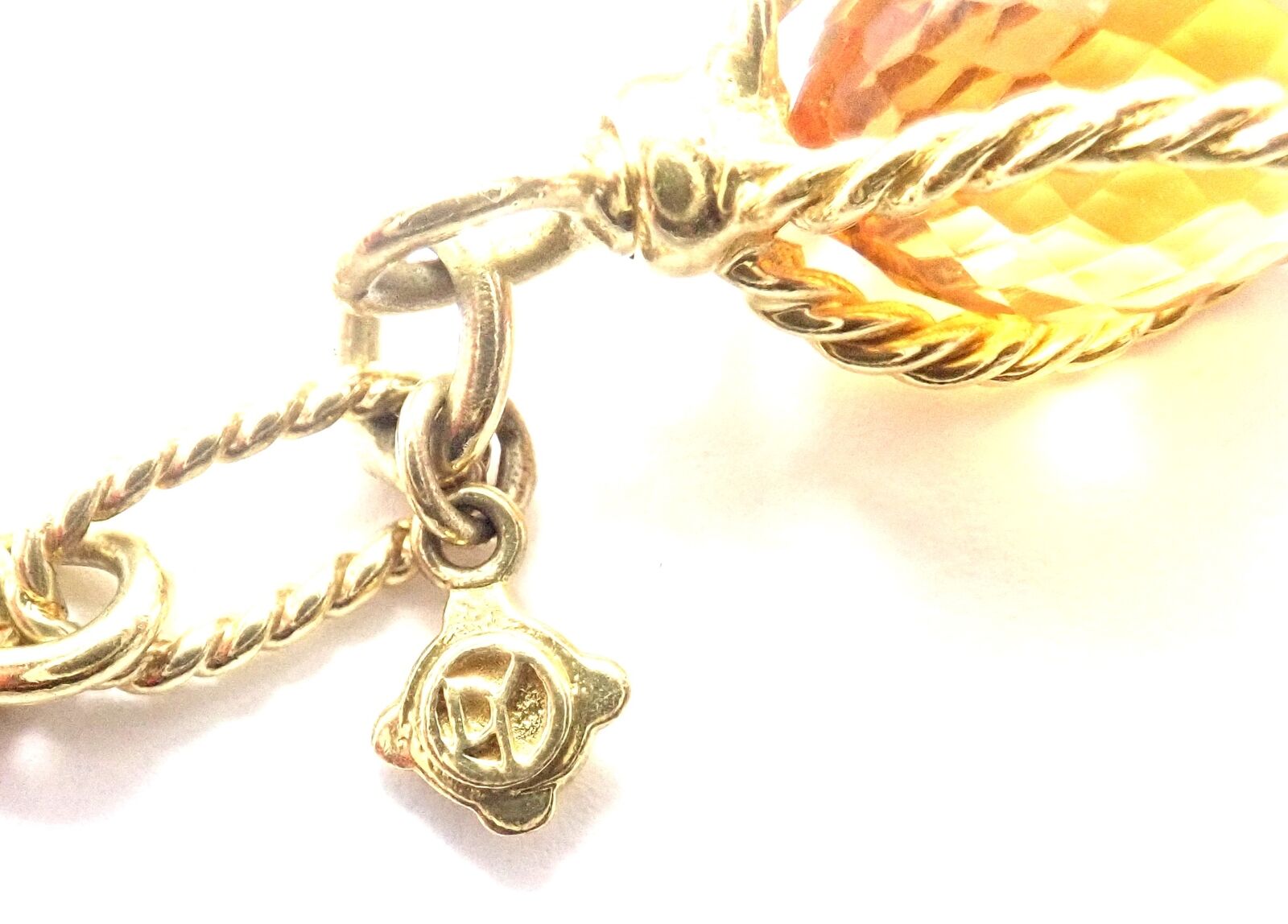 David Yurman 18k Yellow Gold Citrine Figaro Link 40