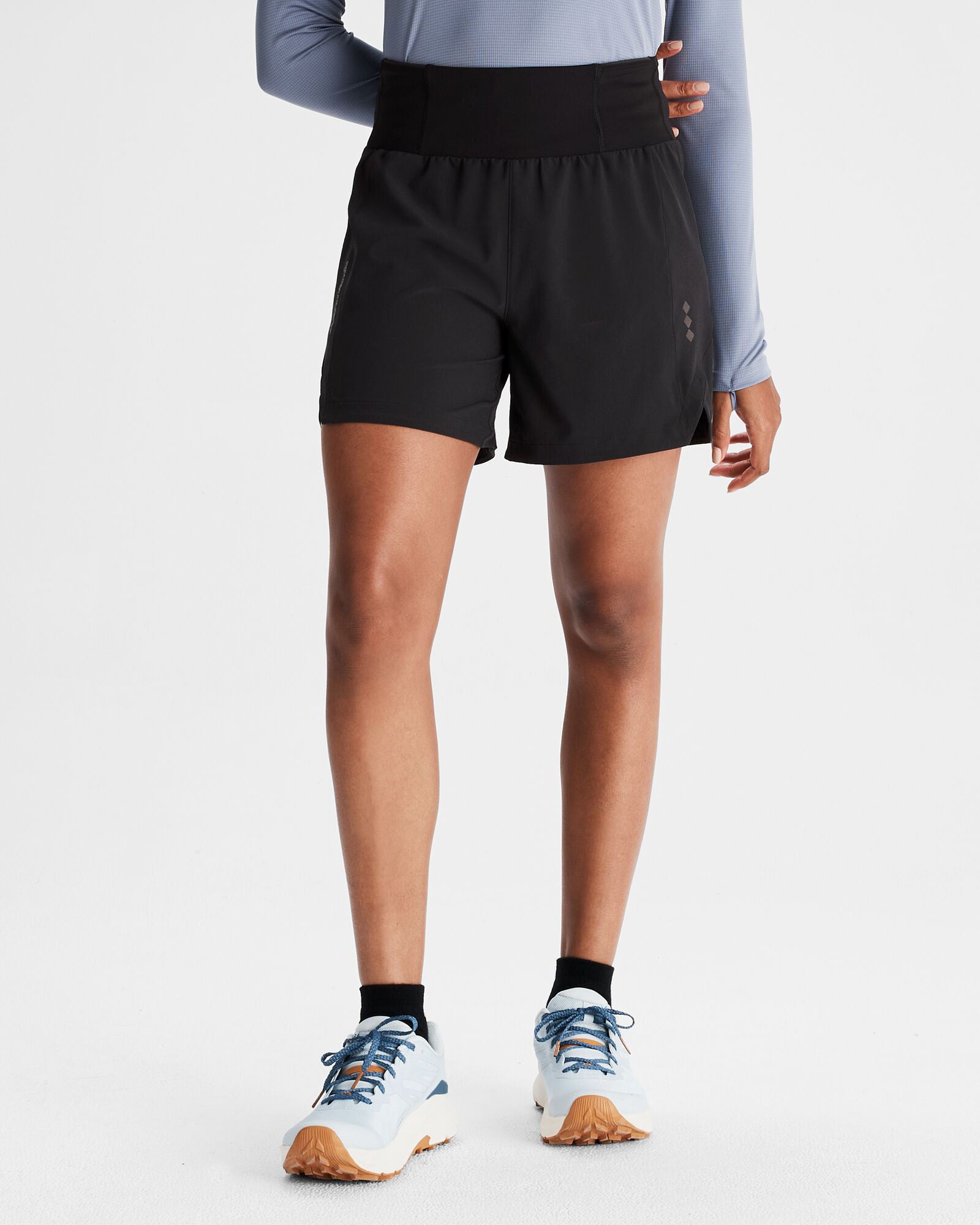 Women's Seeker 5 Inch Running Shorts - Black Stingray Color for Gym, Yoga & Outdoor Activities