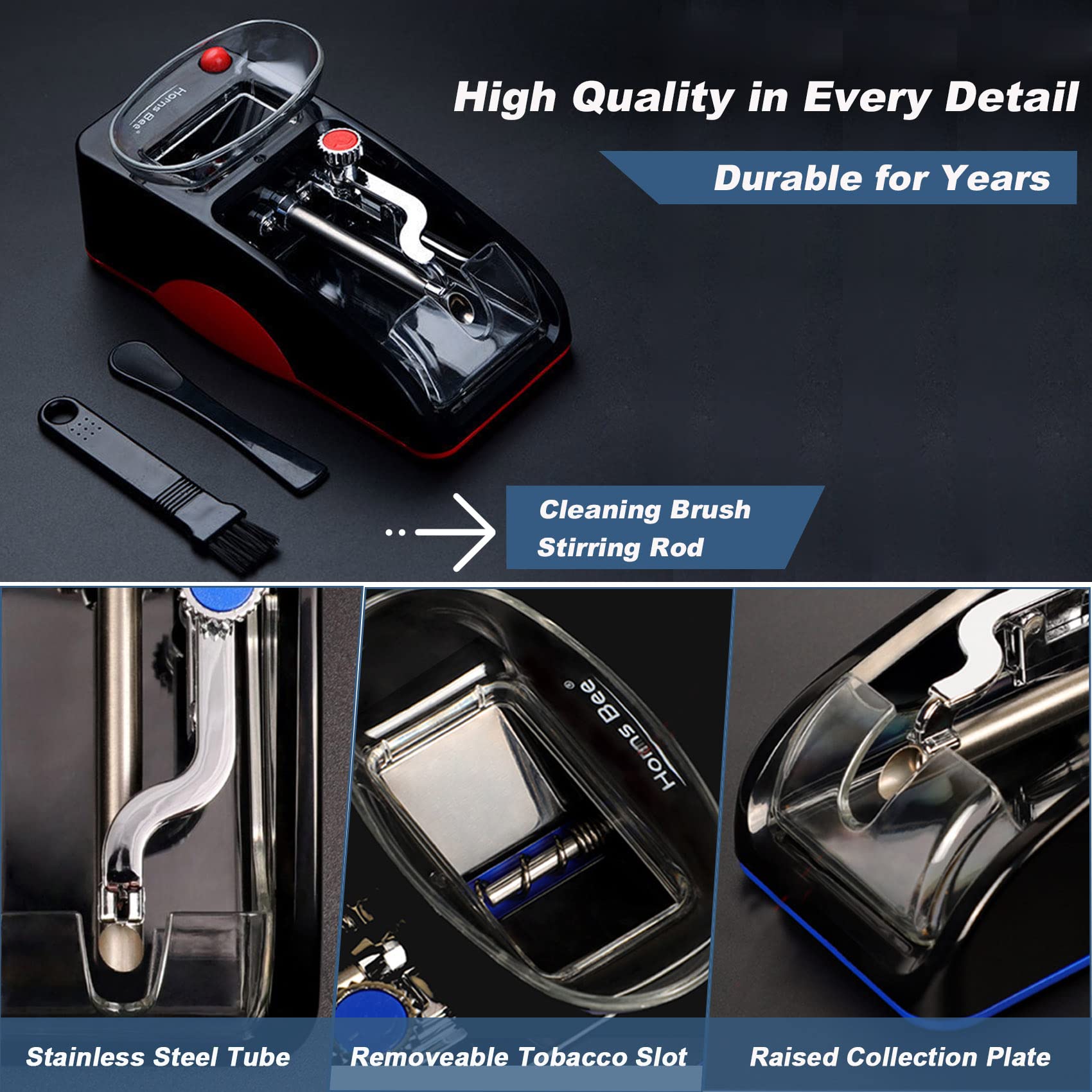 Electric Cigarette Rolling Machine - Portable Automatic Roller Maker with 8mm Tube Compatibility - Perfect for DIY Cigarettes & Herbal Blends (Red) | Home Use, Travel & Quick Rolling