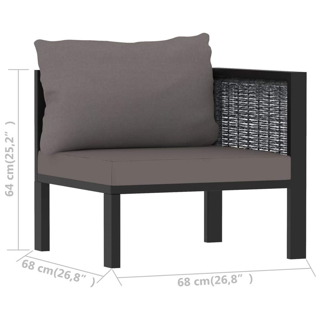 CHARMMA Left Arm Sectional Corner Sofa - Poly Rattan Anthracite (8.46KG) | Modern Outdoor Patio Furniture for Garden, Balcony & Poolside Relaxation