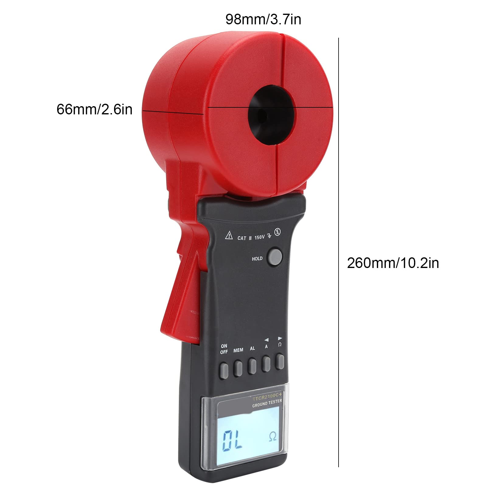 ETCR2100C Digital Ground Resistance Meter 0.011200Ω Earth Tester - Professional Electrical Testing Equipment for Power Systems, Oil Fields, Construction & Industrial Applications | Perfect for Electricians, Engineers & Maintenance Technicians