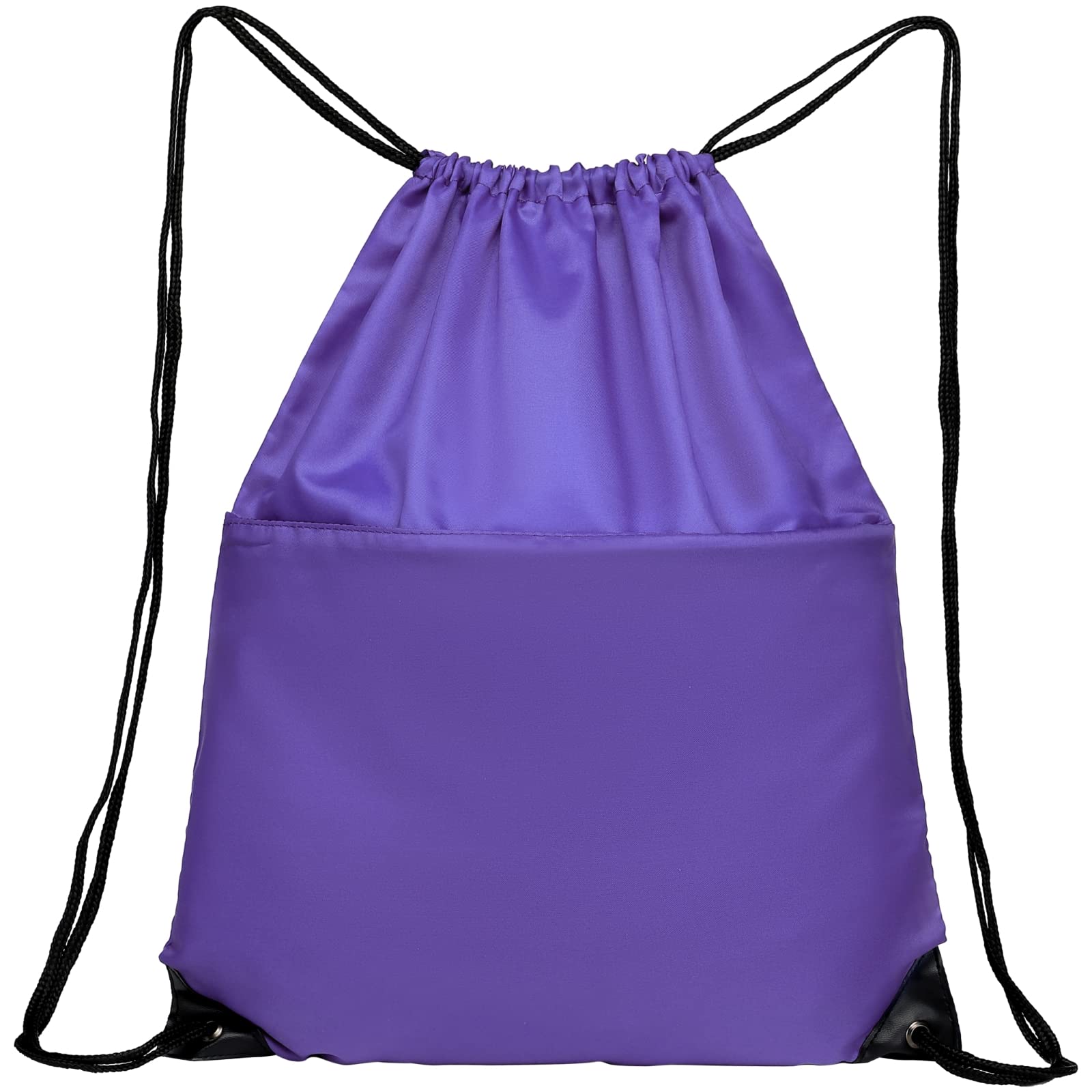 **Foldable 210D Nylon Drawstring Backpack with Zipper Side Pocket - Lightweight Sports Gym Sack for Men & Women (Purple) - Perfect for Travel, Workout & School**