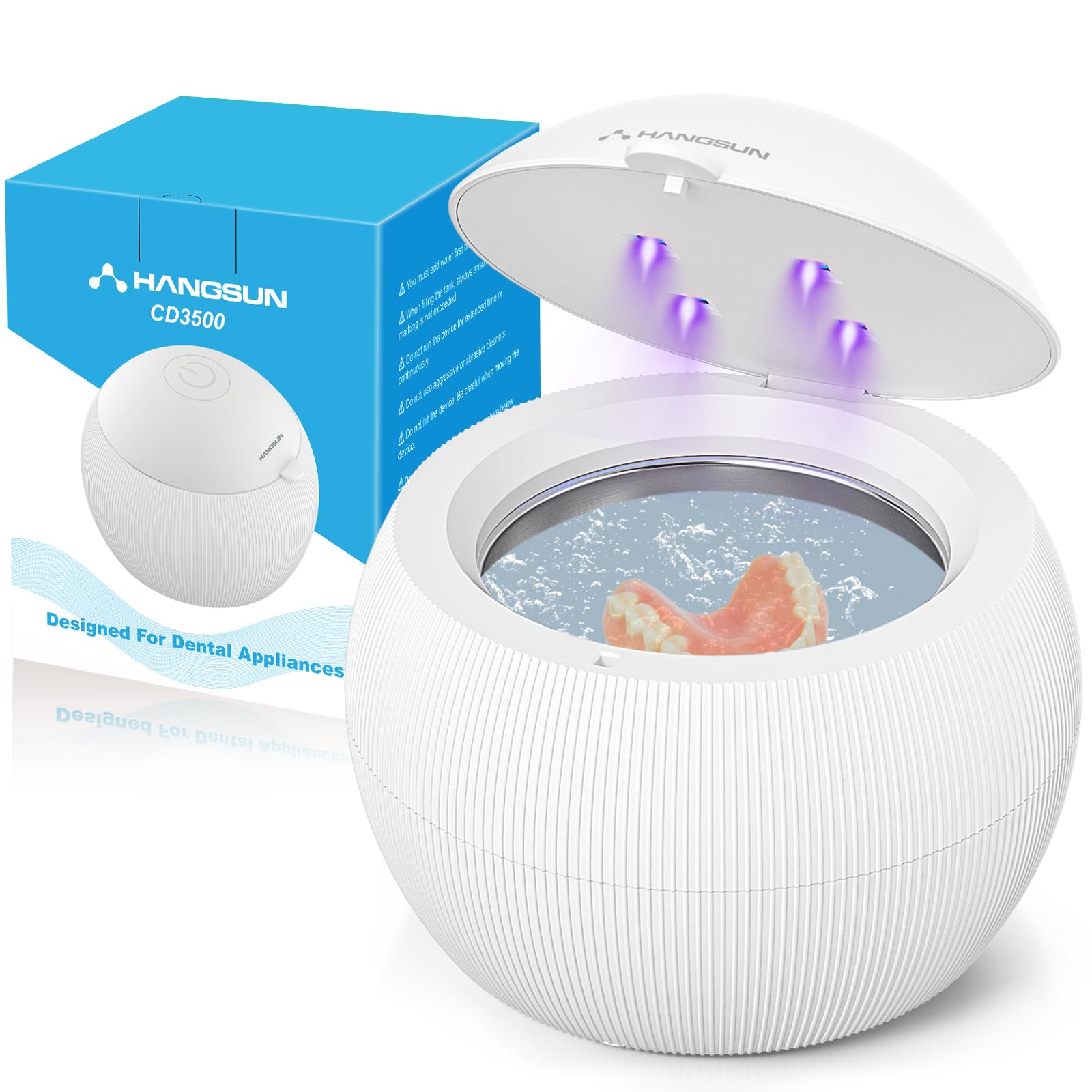 Hangsun Ultrasonic UV Cleaner Machine for Dentures, Aligners, Retainers & Dental Appliances – Professional Teeth Whitening Trays & Mouthguards Cleaner – Perfect for Home & Travel Dental Care