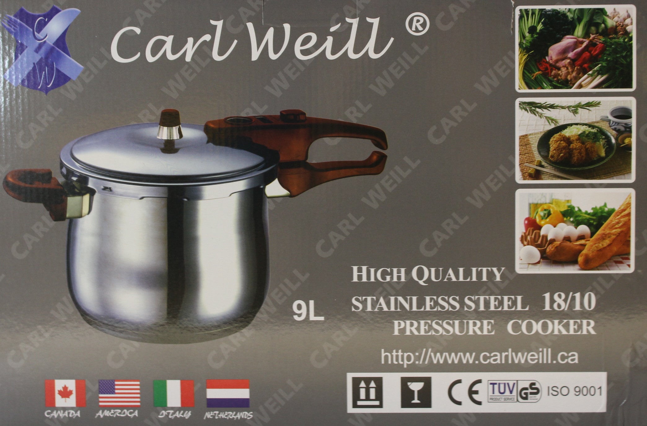 CARL WEILL 9L Stainless Steel Pressure Cooker - Fast & Safe Cooking for Soups, Stews & Meals - Perfect for Home Kitchens & Camping