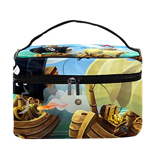 Waterproof Cosmetic Bag - Pirate Ship Design Travel Makeup Organizer for Women | Portable Toiletry Case for Vacation, Beach Trips & Cruise Adventures