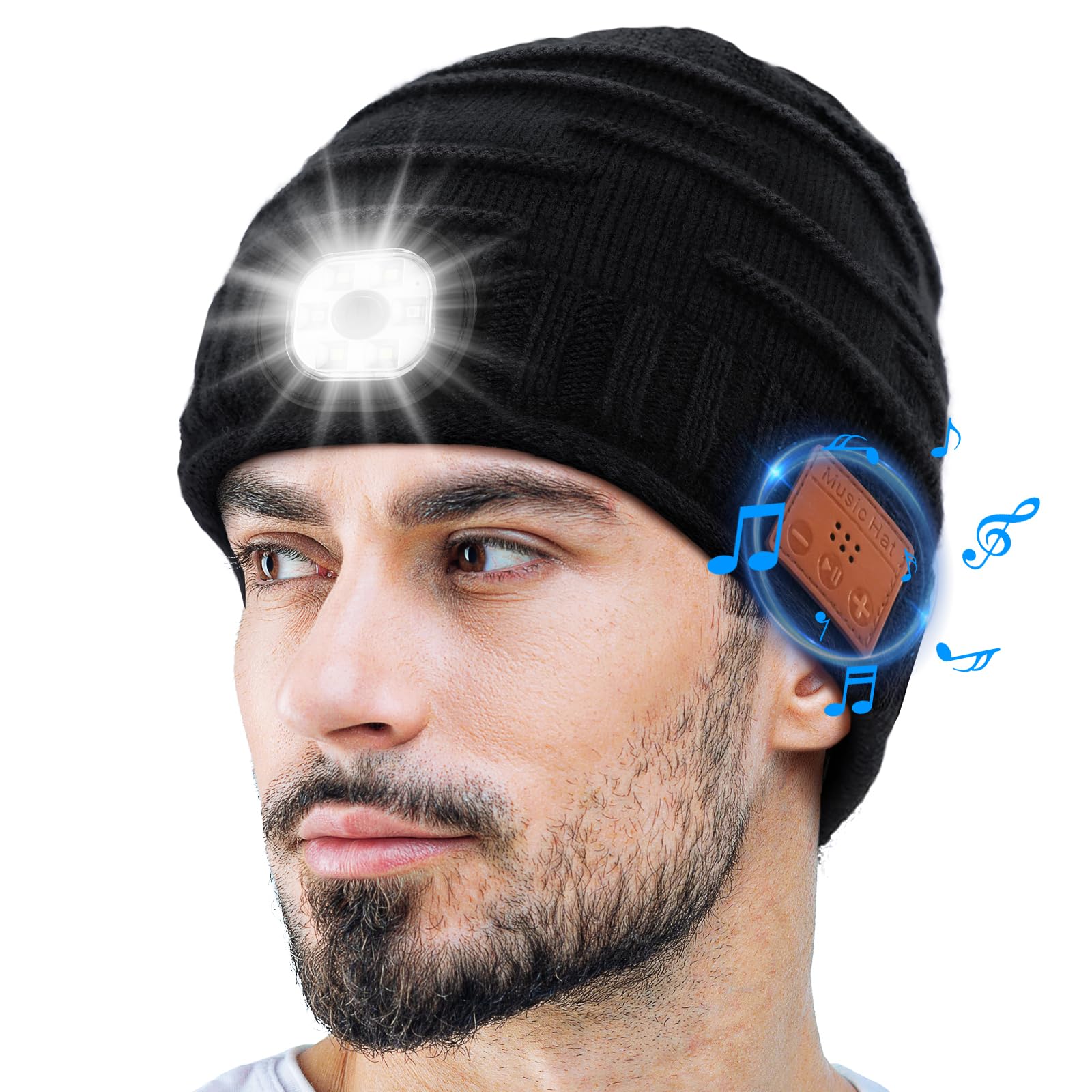 ZOOI Bluetooth Beanie for Men - Wireless Headphone Winter Hat with Built-in Speaker, Perfect Stocking Stuffer & Christmas Gift for Dad, Husband - Ideal for Commuting, Running, and Outdoor Activities