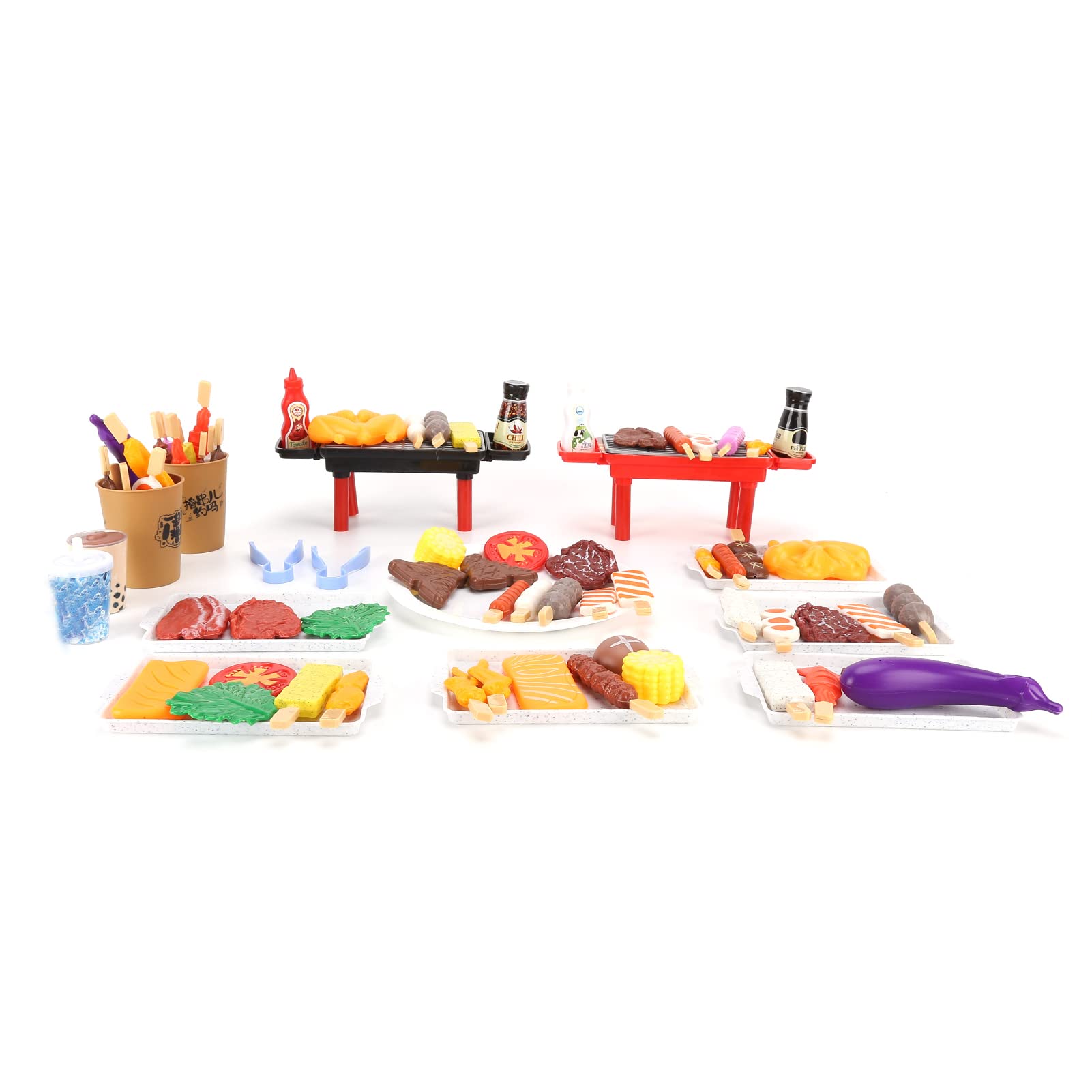 Biitfuu 80-Piece BBQ Skewers Set - Realistic Simulation BBQ Toys & Kebab Kitchen Playhouse for Kids | Pretend Play, Role-Playing, Outdoor Picnic & Birthday Party Fun