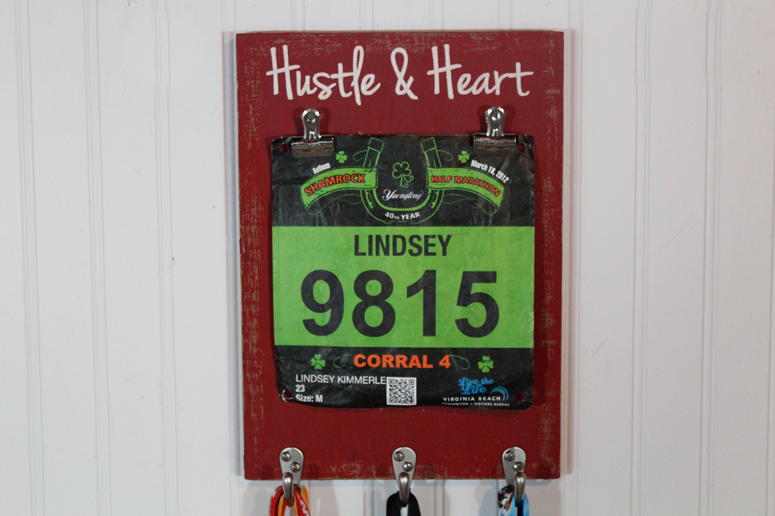 Premium Running Medal Holder - Carved Wooden Display for Race Medals & Bibs - Perfect for Marathon Runners, Triathletes & Fitness Enthusiasts - Home Gym & Office Decor