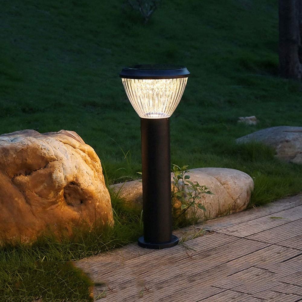 Solar Powered Waterproof LED Outdoor Lamp Post Lights - 60Cm Height, Acrylic Lampshade, Pumpkin Design for Garden, Lawn, Park & Street Lighting | Weatherproof Landscape Lighting for Patio, Pathway & Yard Decoration