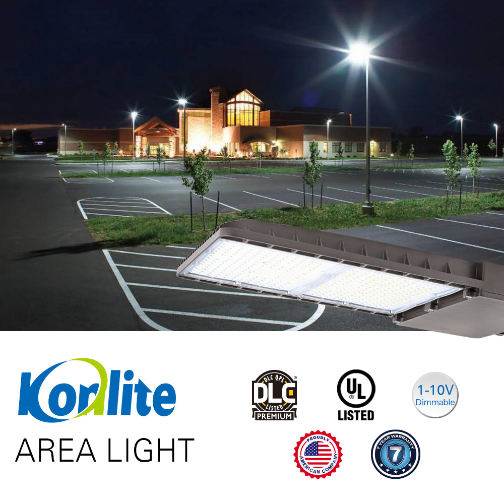 Konlite LED Outdoor Area Light 300W Type V - 40,500 Lumens 4000K Daylight White - 120-277V - Equivalent to 1000W Metal Halide - Perfect for Parking Lots, Warehouses & Industrial Lighting