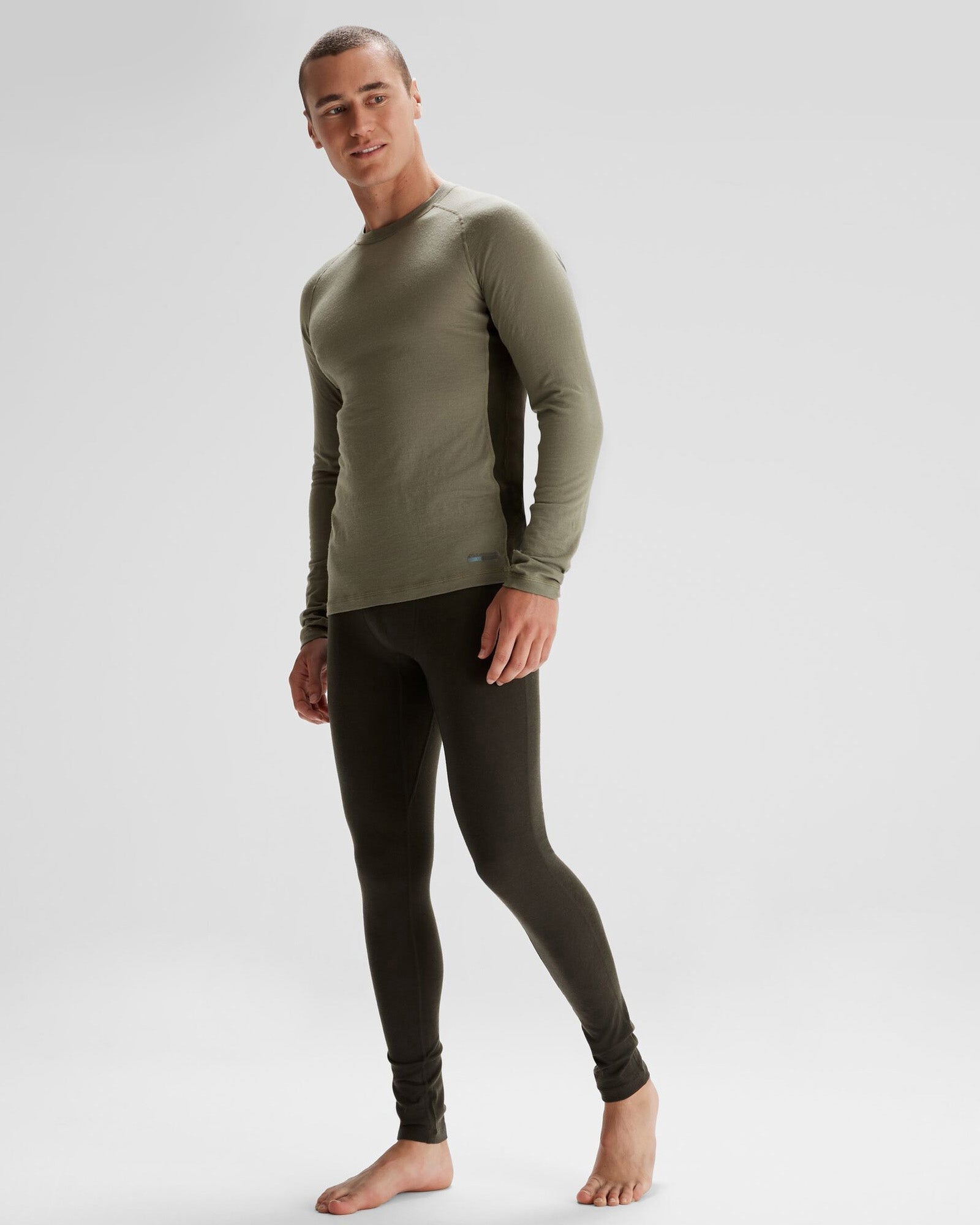 Men's K Merino 125 Baselayer Top - Lightweight Thermal Underwear for Hiking & Outdoor Activities - Beech/Dark Moss Color