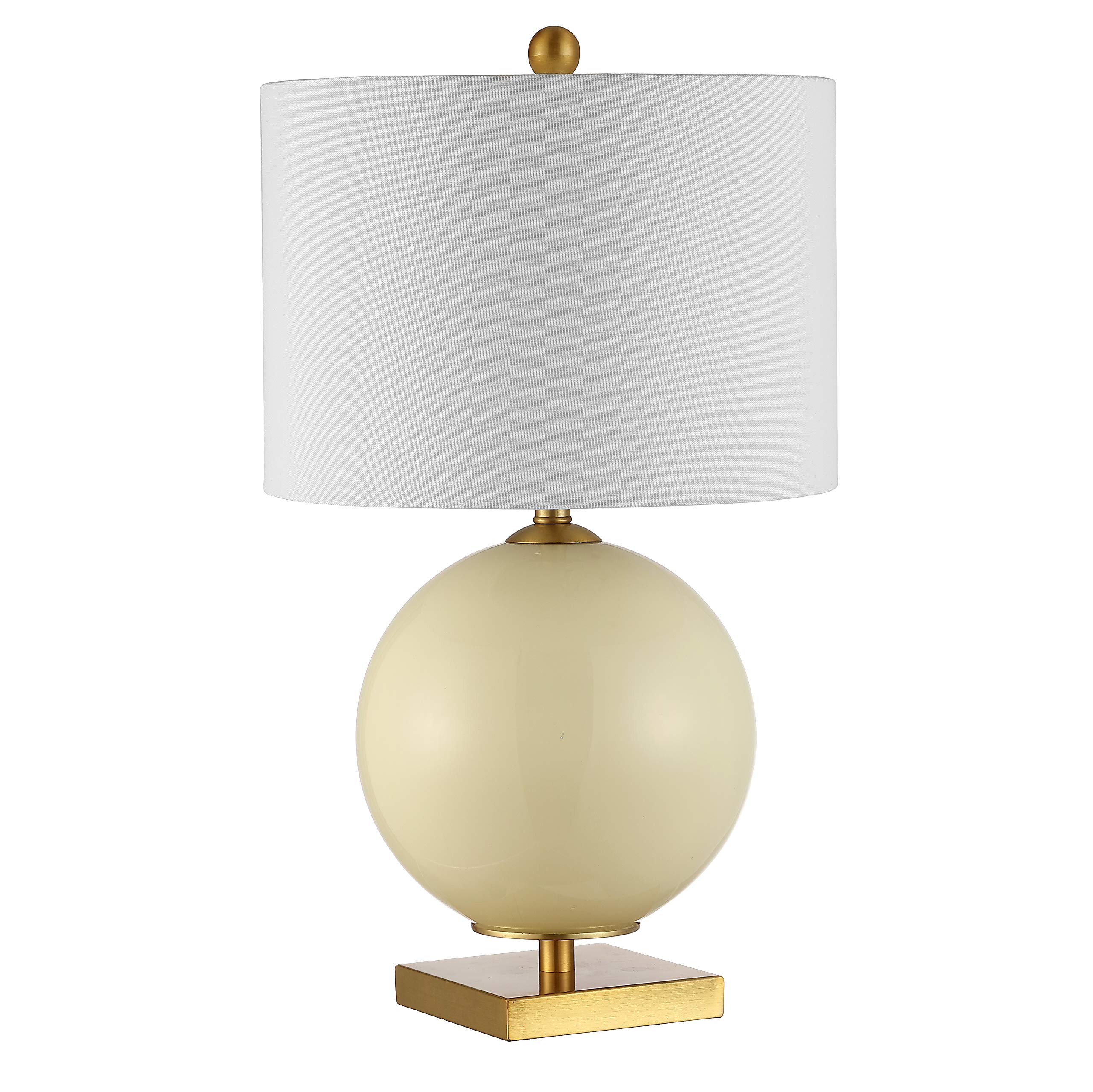 SAFAVIEH Anina 24-inch Cream Glass Table Lamp Set of 2 with LED Bulbs - Modern Bedroom, Living Room, Home Office & Nightstand Lighting for Cozy Ambiance