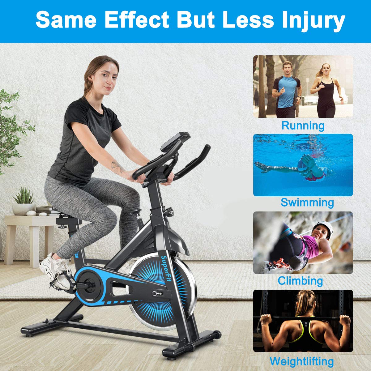 Goplus Indoor Cycling Bike - Silent Belt Drive Exercise Bike with Steel Flywheel, Adjustable Seat & Handlebar, LCD & Heart Rate Monitor - Perfect for Home Gym, Cardio Workout & Weight Loss Training