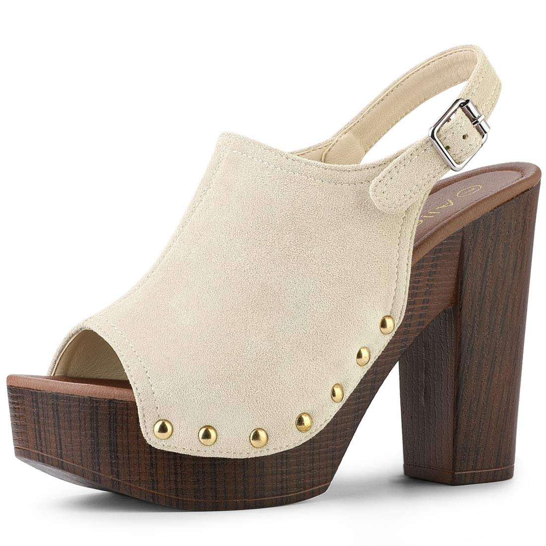 Allegra K Women's Open Toe Slingback Sandals with Chunky Heel & Platform - Comfortable Summer Dress Shoes for Weddings, Parties & Office Wear