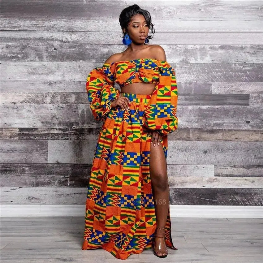 African Print Maxi Skirt for Women - Flowy Long Boho Skirt with Vibrant Tribal Patterns - Perfect for Beach, Vacation & Summer Outfits