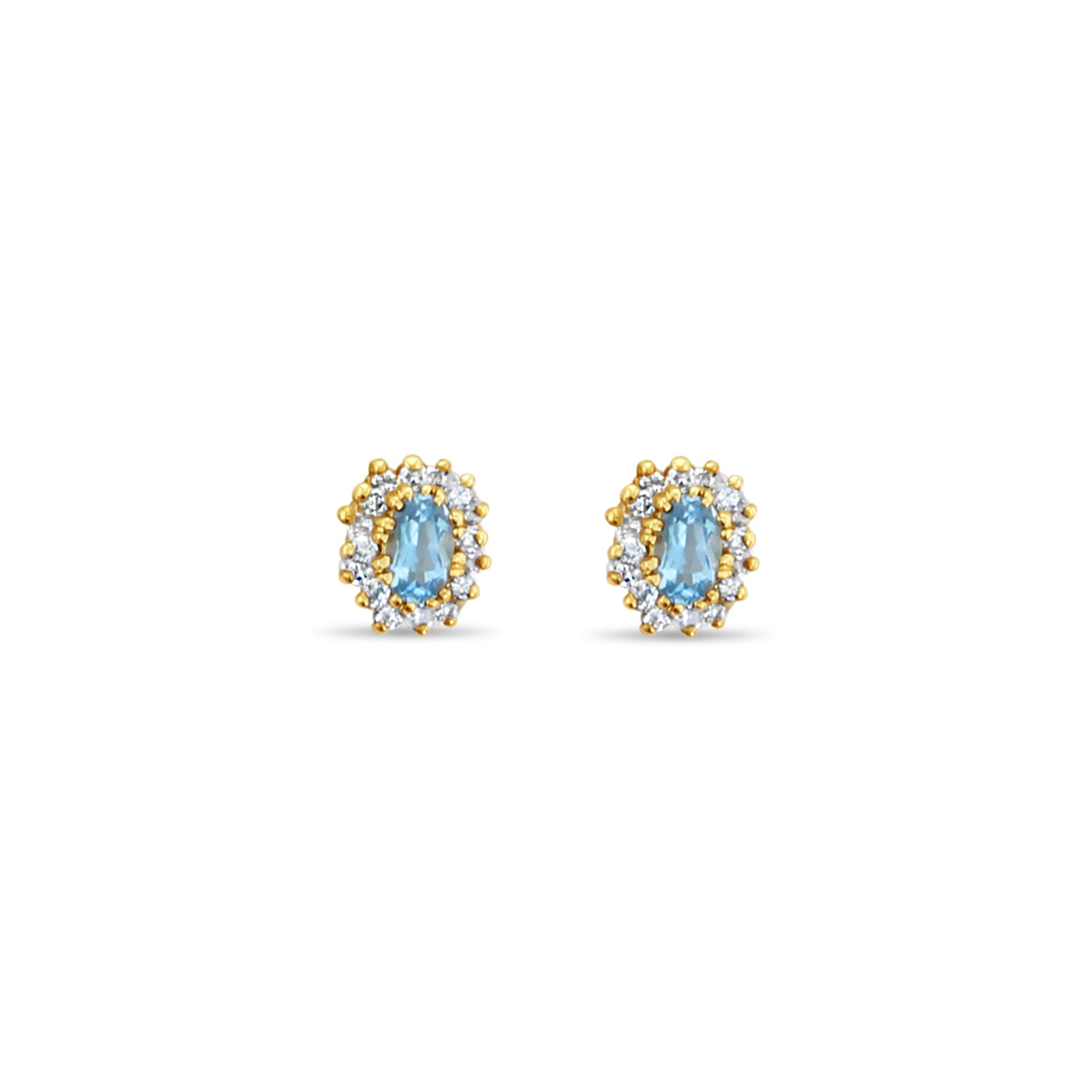 14K Yellow Gold Blue Topaz Diamond Earrings for Women - Elegant Dangle Earrings for Parties, Weddings & Special Occasions