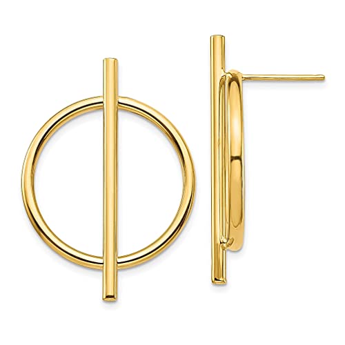 14K Yellow Gold Circle Bar Drop Dangle Earrings for Women - Elegant Fine Jewelry Gift for Her - Perfect for Weddings, Parties & Everyday Wear