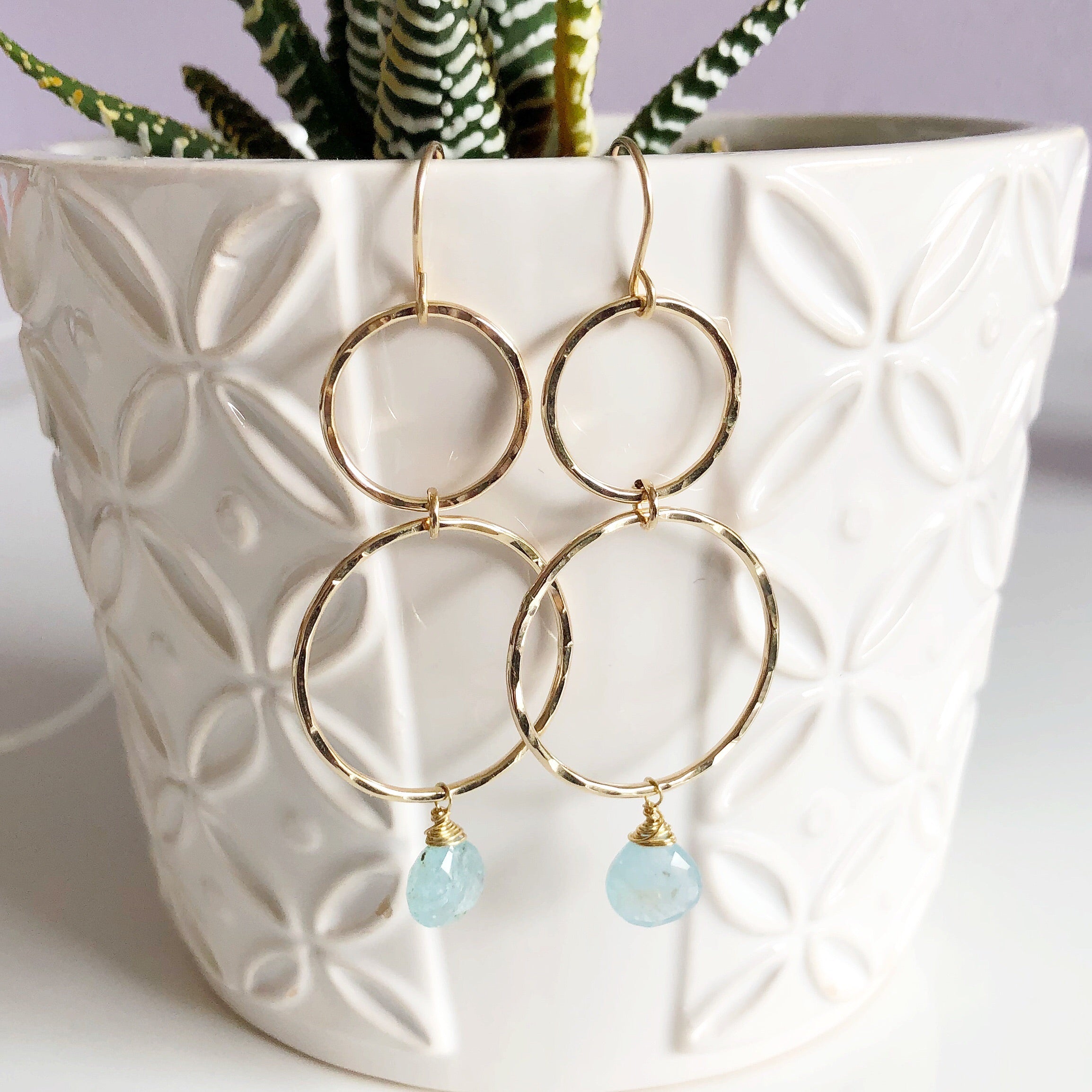 ANELA Aquamarine Stud Earrings - March Birthstone Jewelry for Women, Elegant Gift for Birthday, Anniversary & Special Occasions