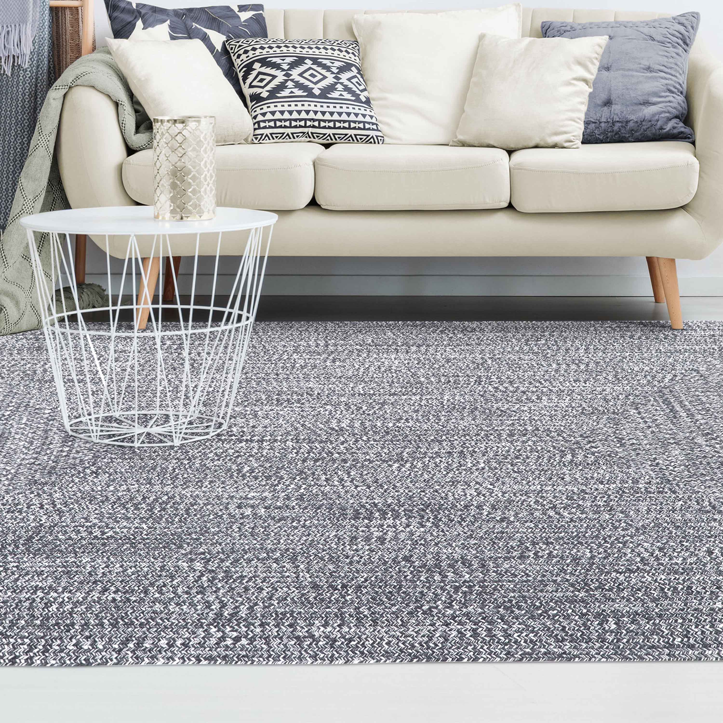 Two-Toned Braided Bohemian Area Rug - Indoor/Outdoor Use for Living Room, Bedroom, Patio & Deck - Soft & Durable Home Decor