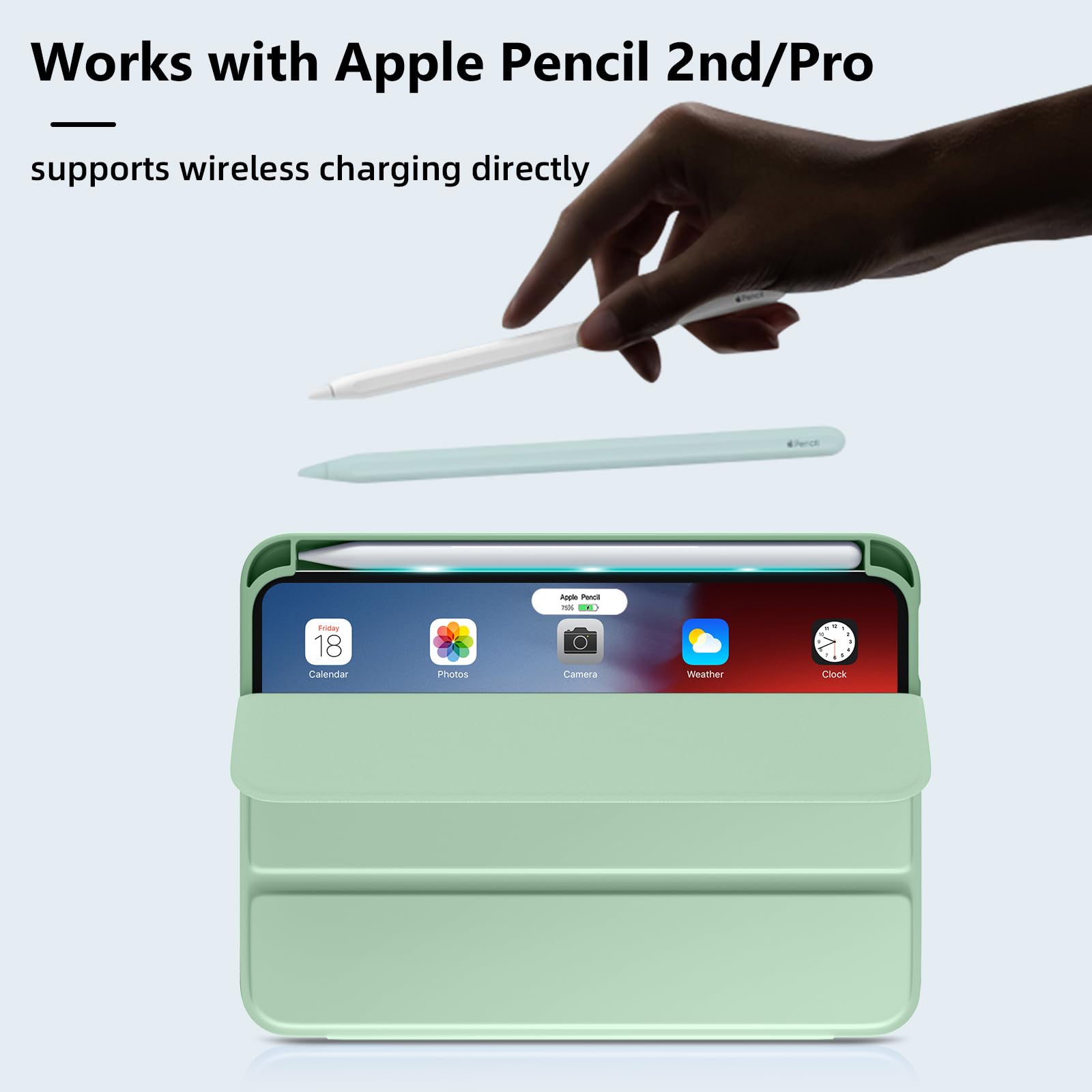 Mastten iPad Mini 7 Case with Pencil Holder - Slim Hybrid Clear Protective Cover for iPad Mini 7th/6th Generation (2024/2021 8.3 Inch) | Auto Wake/Sleep | Matcha Green | Perfect for Kids, Students & Professionals