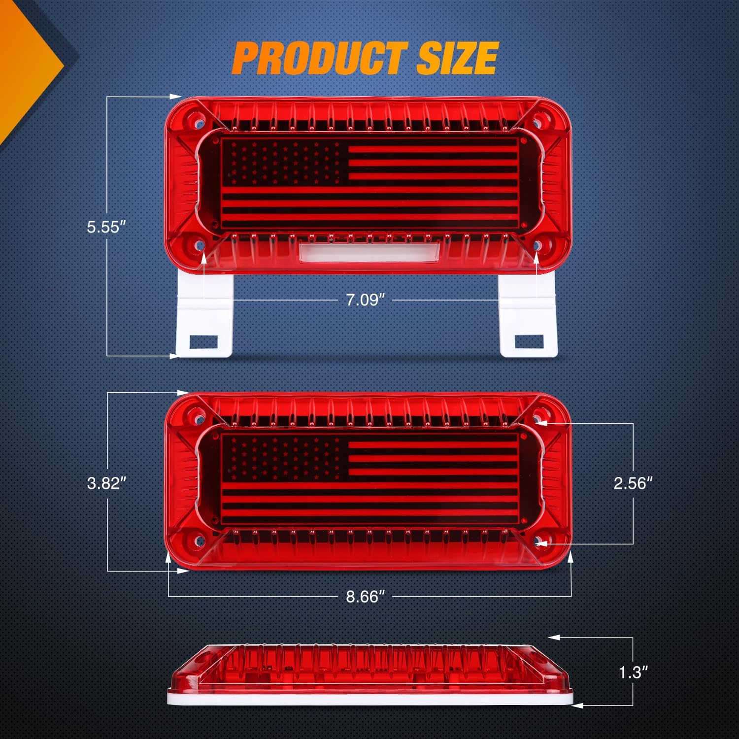 72 LED RV White License Plate Light with Red Tail Lights - Durable Waterproof for Trucks, Trailers, Boats & Campers