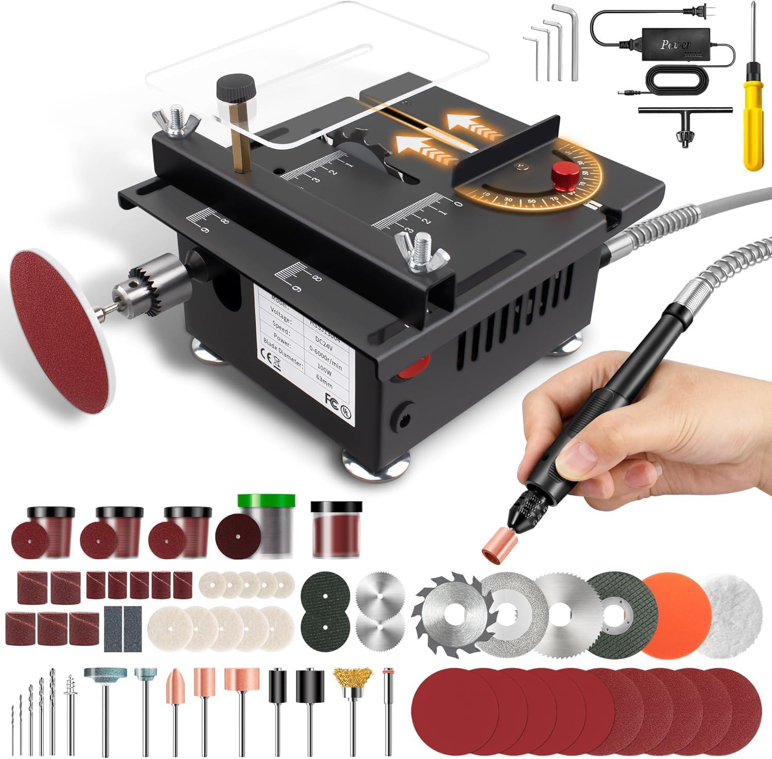 Mini Multi-Functional Table Saw - Portable Electric Woodworking Tool for DIY Crafts, Wood, Plastic & Acrylic Cutting | Compact Desktop Saw for Home Workshop, Hobby Projects & Small Woodworking Tasks