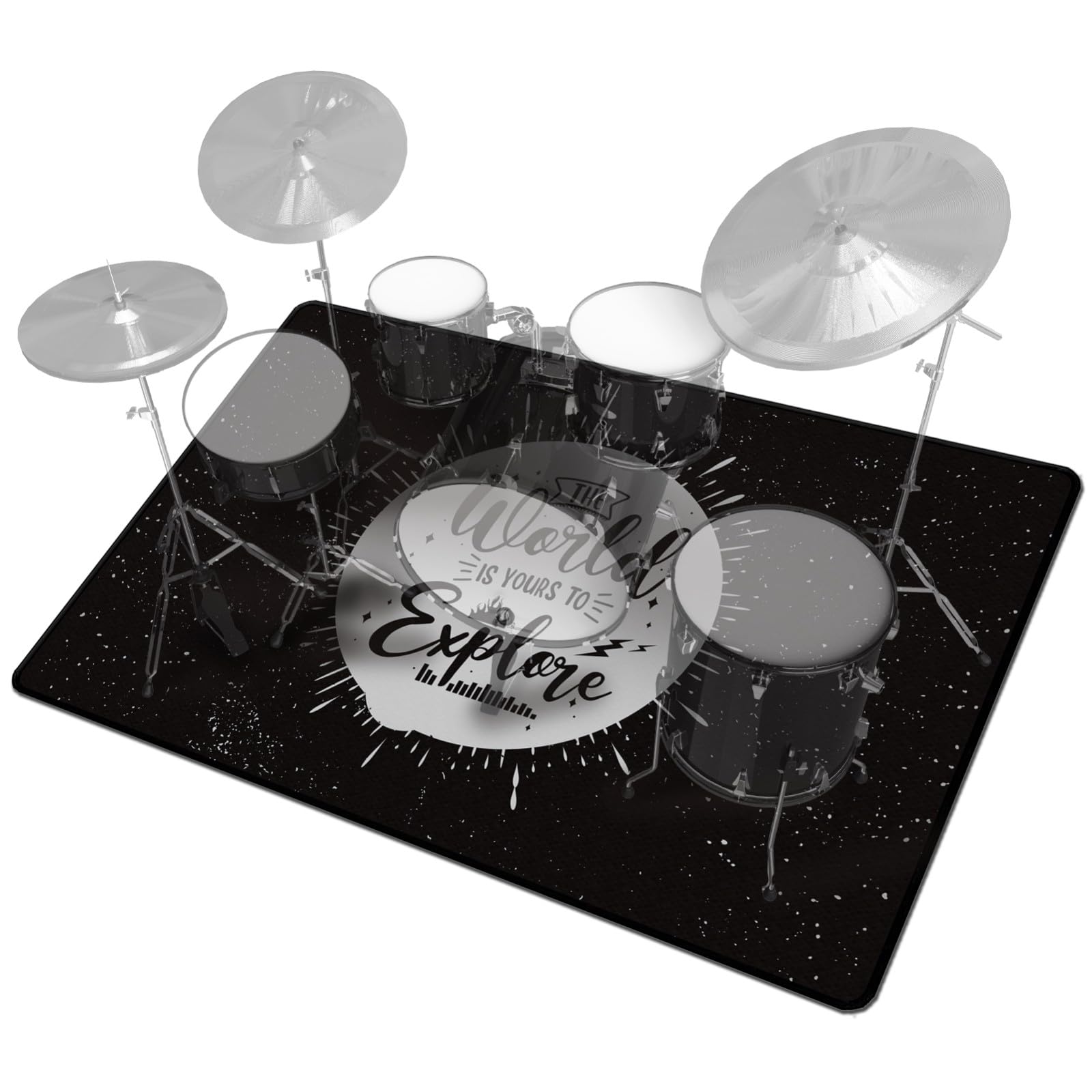 5Ft x 8Ft Non-Slip Drum Rug with Soundproof Padding - Perfect for Jazz & Electric Drum Sets, Drum Accessories & Gifts for Drummers | Home Studio & Stage Performance Use