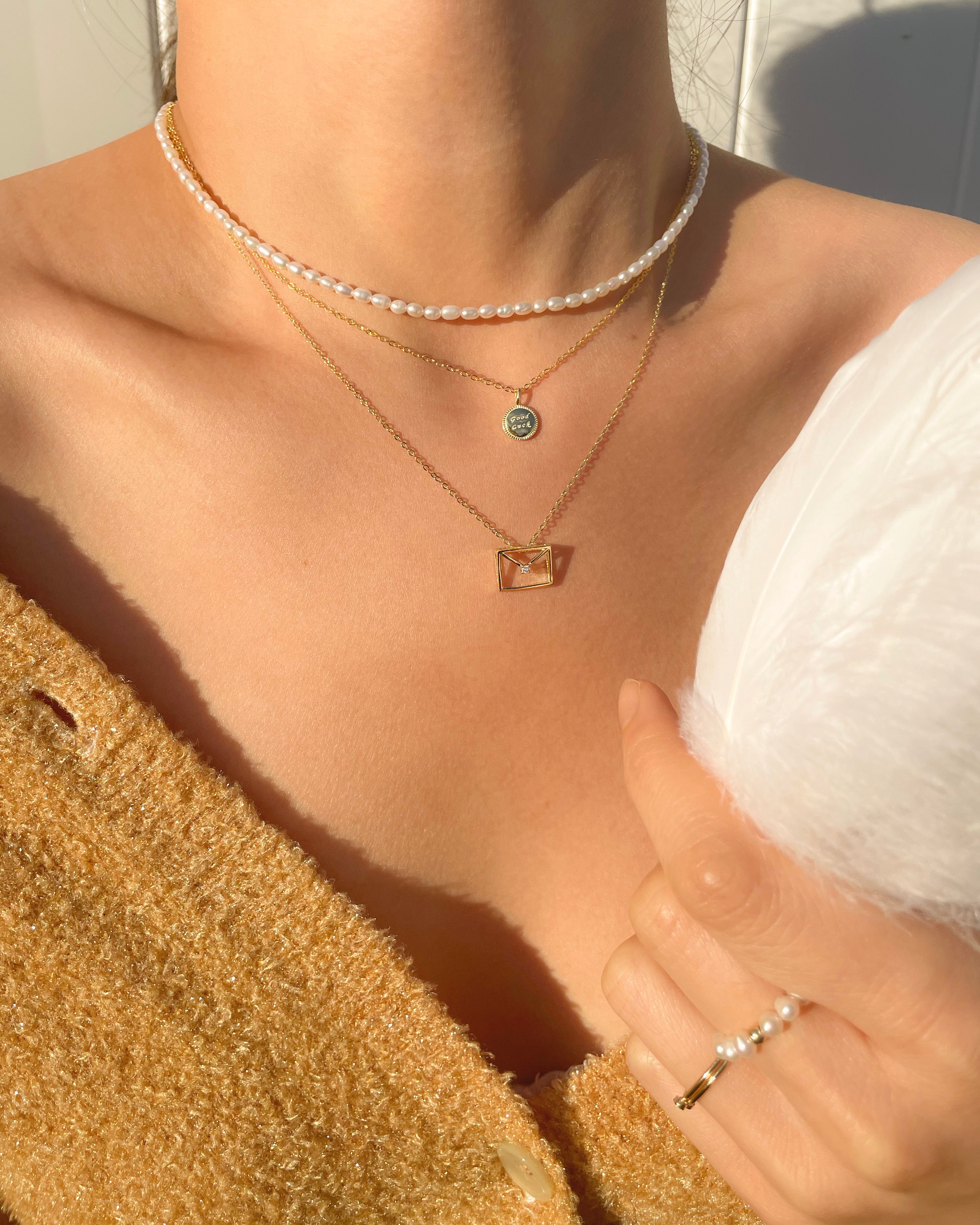 Elegant Gold Necklace for Women - 14K Gold Plated Envelope Pendant Necklace - Perfect for Valentine's Day, Anniversary & Birthday Gifts